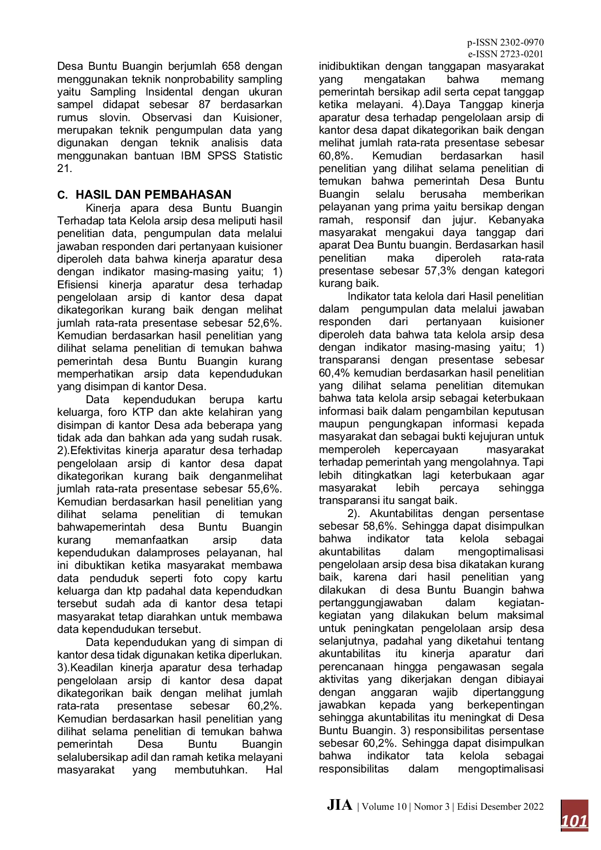 JURIS Kinerja Aparatur Desa Terhadap Pengelolaan Arsip Di Kantor Desa Buntu Buangin Kecamatan Pitu Riase Kabupaten Sidenreng Rappang