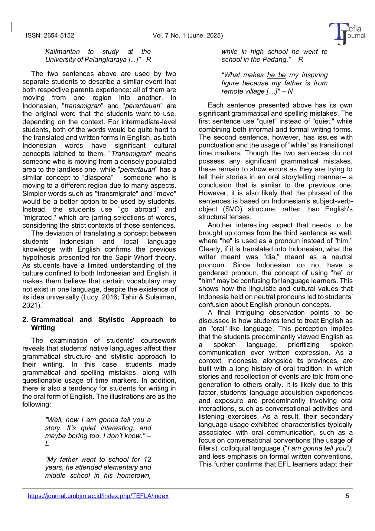 JURIS I Have No More Ideas to Tell The Implications of the Sapir Whorf Hypothesis in EFL Classroom