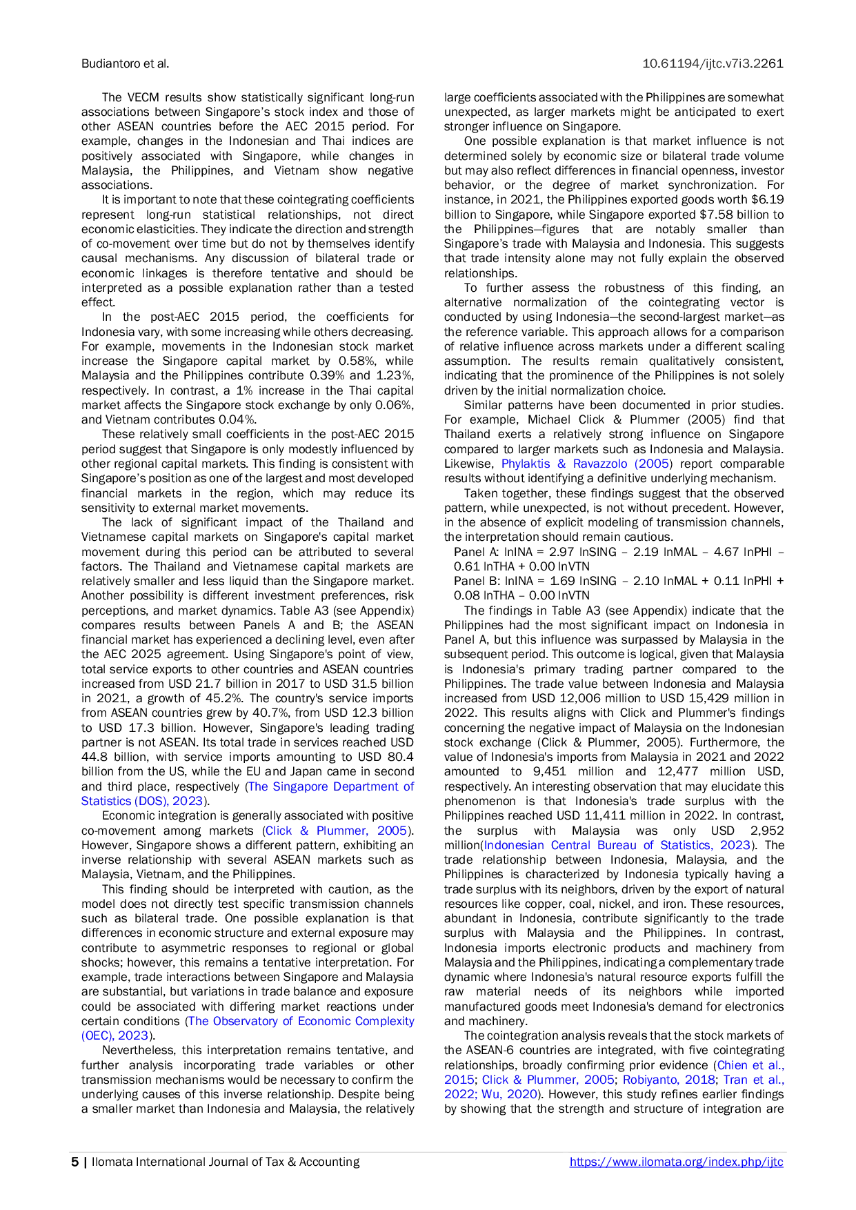 JURIS The Continuity Of ASEAN 6 Capital Market Integration Evaluation The VECM and Granger Causality Approach