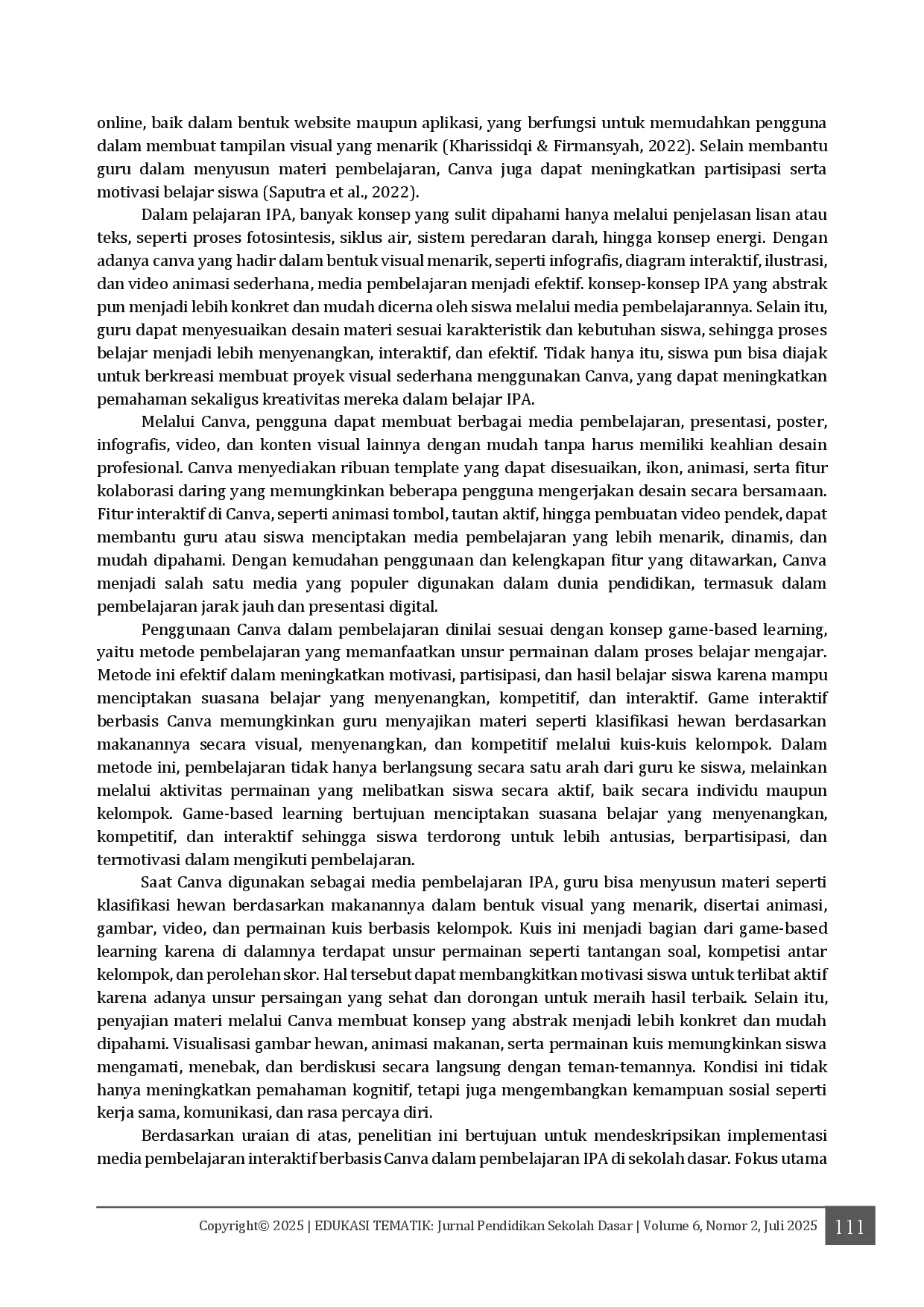 juris Implementasi Media Pembelajaran Interaktif Berbasis Canva dalam Pembelajaran IPA Studi Kualitatif di Sekolah Dasar