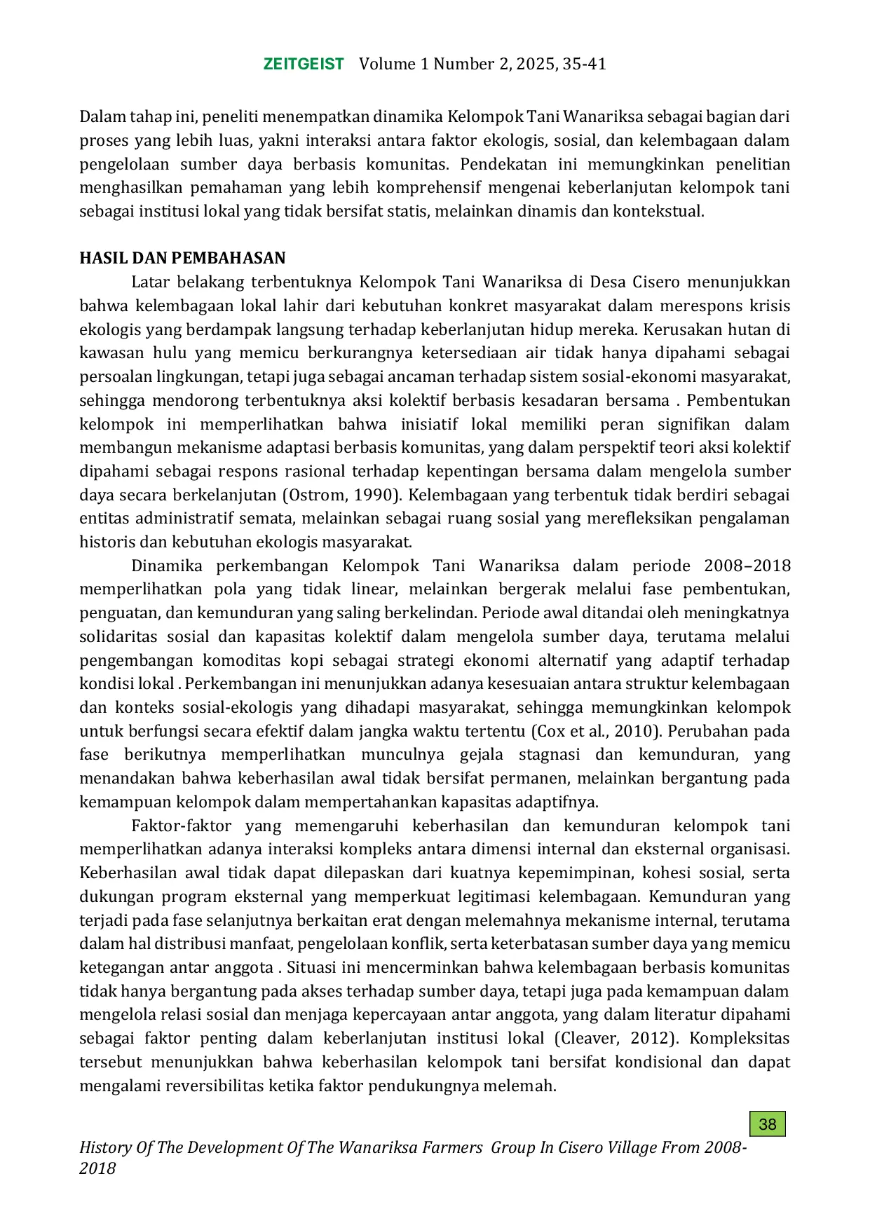 JURIS Sejarah Perkembangan Kelompok Tani Wanariksa di Desa Cisero Tahun 2008 2018