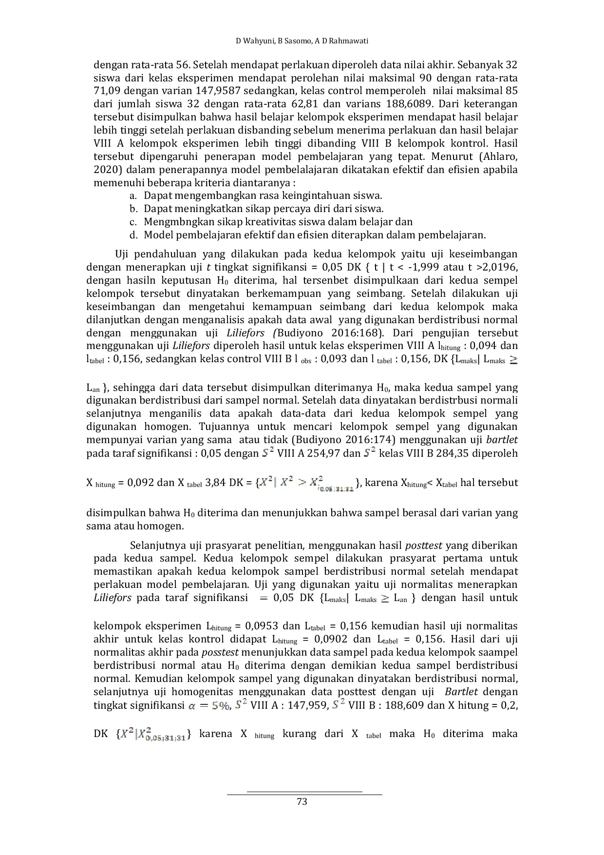 JURIS Pengaruh model inside outside circle berbantu media audio visual terhadap hasil belajar matematika