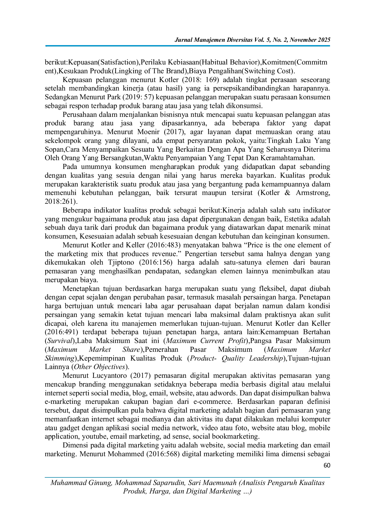 JURIS Analisis Pengaruh Kualitas Produk Harga Dan Digital Marketing Terhadap Loyalitas Pelanggan Melalui Kepuasan Pelanggan Pada Pt Samara Cipta Solusindo