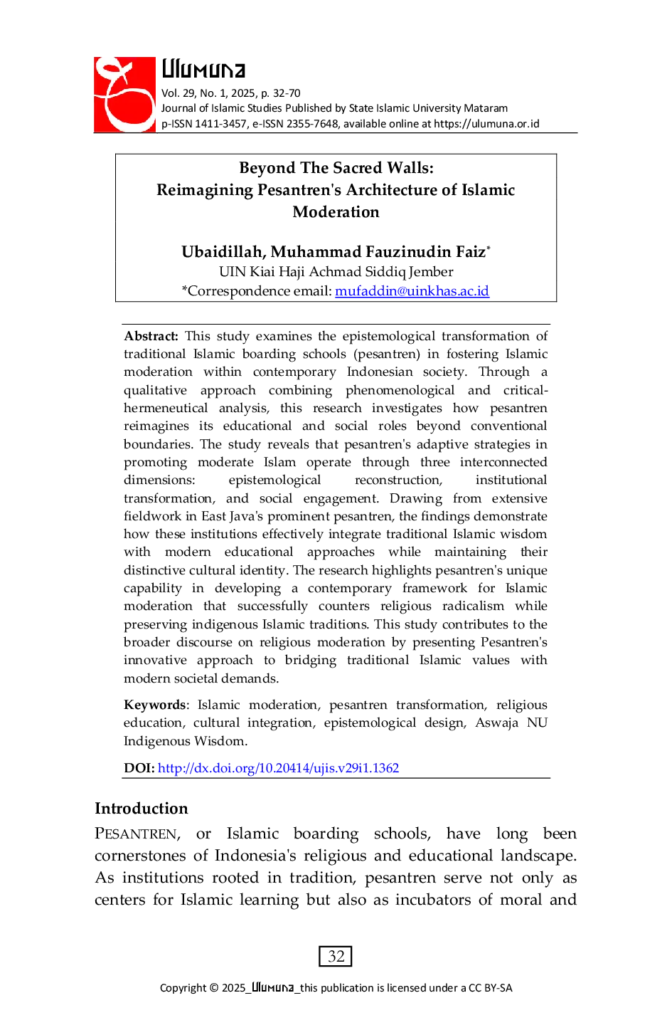 JURIS Beyond the Sacred Walls Reimagining Pesantren s Architecture of Islamic Moderation