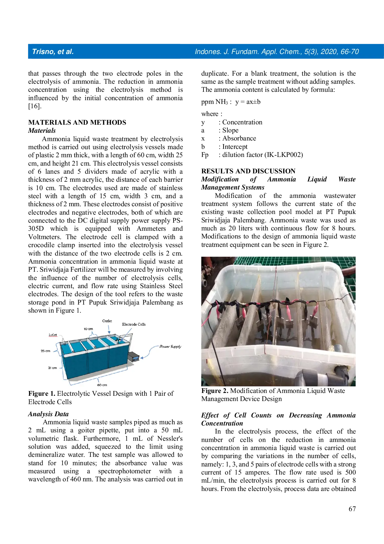 JURIS Ammonia Liquid Waste Processing Using Electrolysis Method