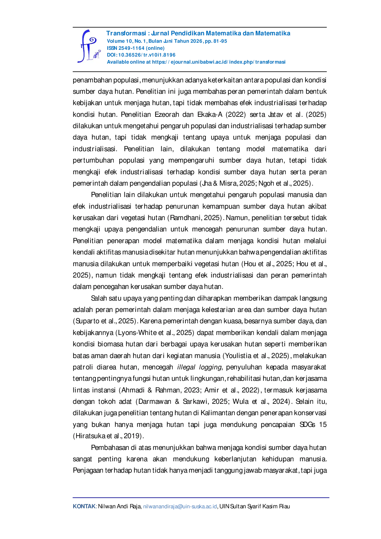 JURIS ANALISIS KENDALI INDUSTRIALISASI MODEL SUMBER DAYA HUTAN DALAM MENDUKUNG SDGs EKOSISTEM DARATAN