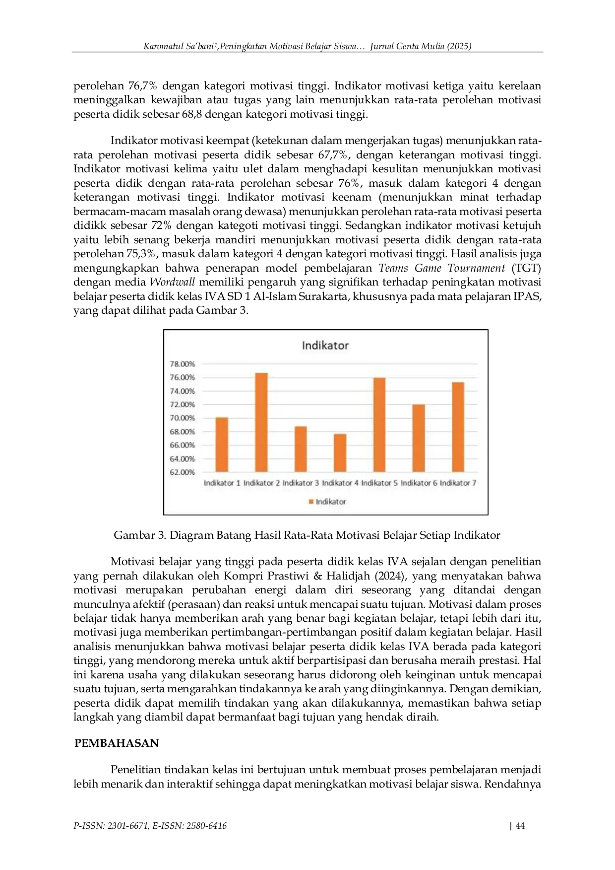 JURIS Peningkatan Motivasi Belajar Siswa Kelas IV Melalui Penerapan Model Pembelajaran Teams Games Tournament TGT Dengan Media Wordwall Pada Mata Pelajaran IPAS Di SD Al Islam 1 Surakarta