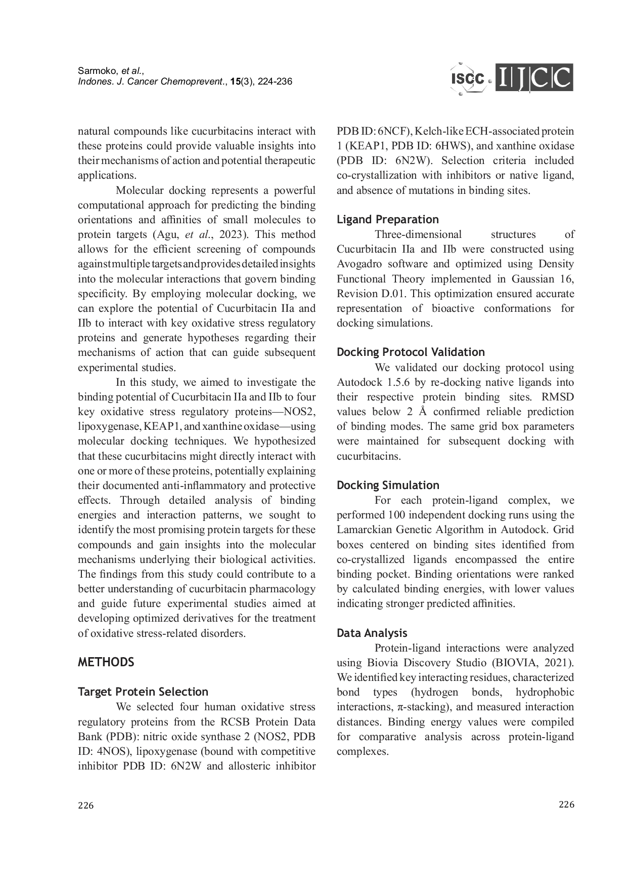 JURIS In Silico Analysis of Cucurbitacin IIa and Cucurbitacin IIb as Potential Modulators of Oxidative Stress Regulatory Proteins