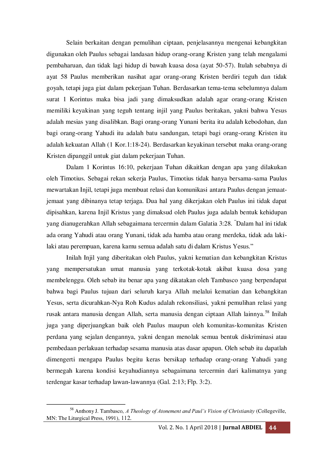 JURIS Parousia Pembenaran Allah Dan Kebangkitan Orang Mati Perbuatan Perbuatan Baik Dalam Meraih Keselamatan Menurut Surat Surat Paulus