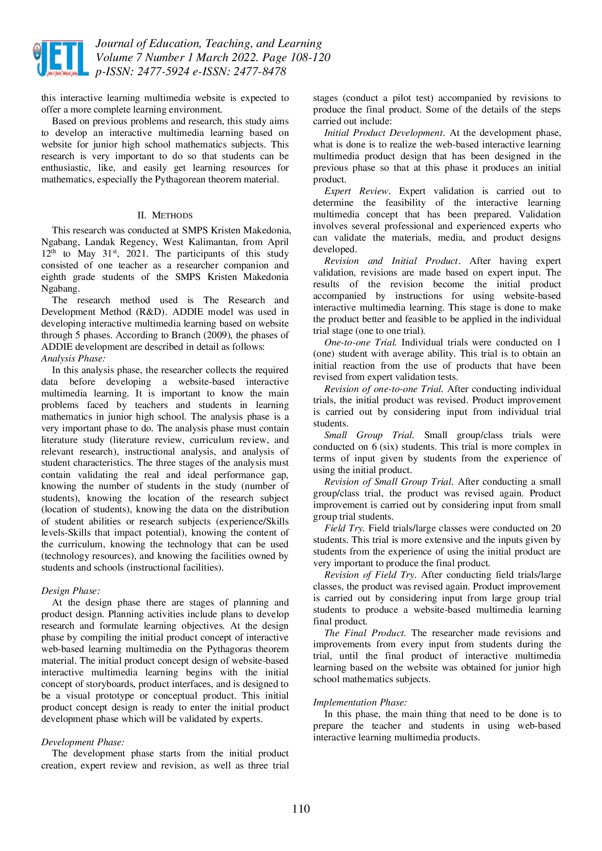 juris The Development of Interactive Learning Multimedia Based on The Website for Mathematics Subject in Junior High School