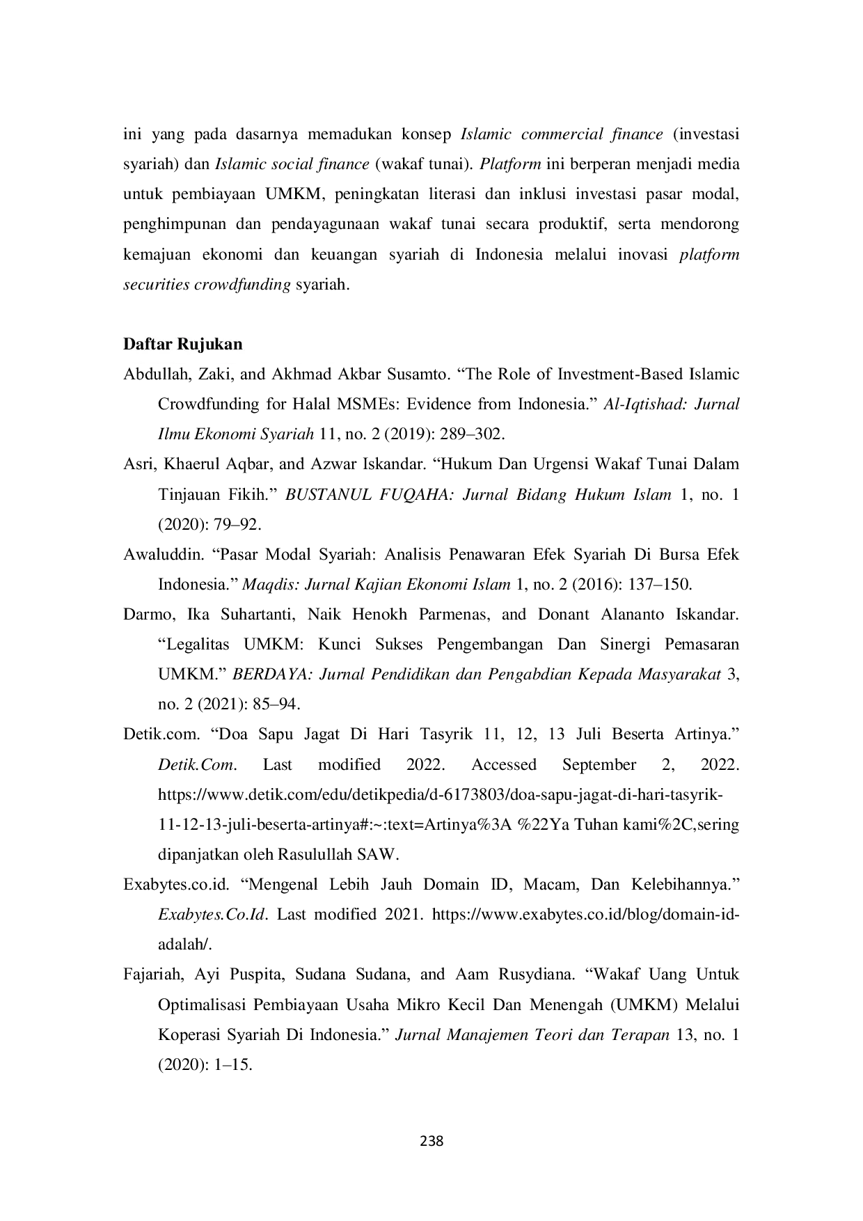 JURIS Hasanah Id Inovasi Platform Securities Crowdfunding Syariah Berbasis Investasi Wakaf Tunai Untuk Pengembangan UMKM Yang Berdaya Saing Pada Masa Pemulihan Ekonomi Nasional