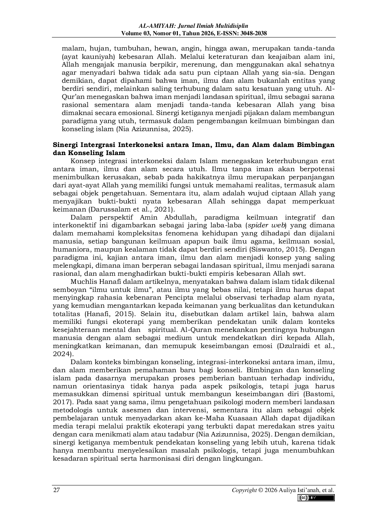 JURIS The Spider Web Concept Of Islamic Sciences Sinergi Iman Ilmu dan Alam dalam Bingkai Konseling Islam