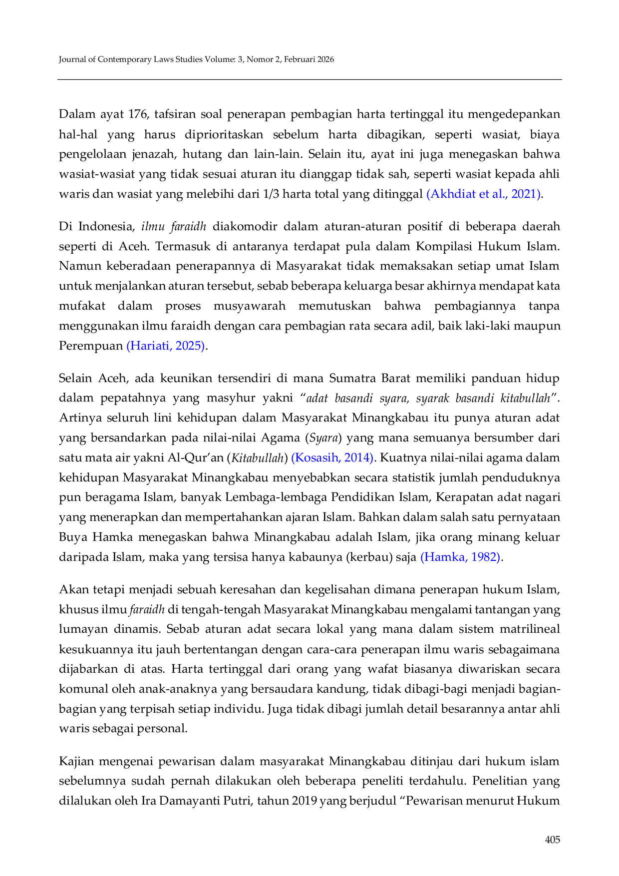 JURIS Pewarisan Tanah Minangkabau dalam Ilmu Fara idh Hukum Waris Islam Dialog Negosiasi Pola Interaksi dan Dinamika antara Adat Minangkabau dan Agama