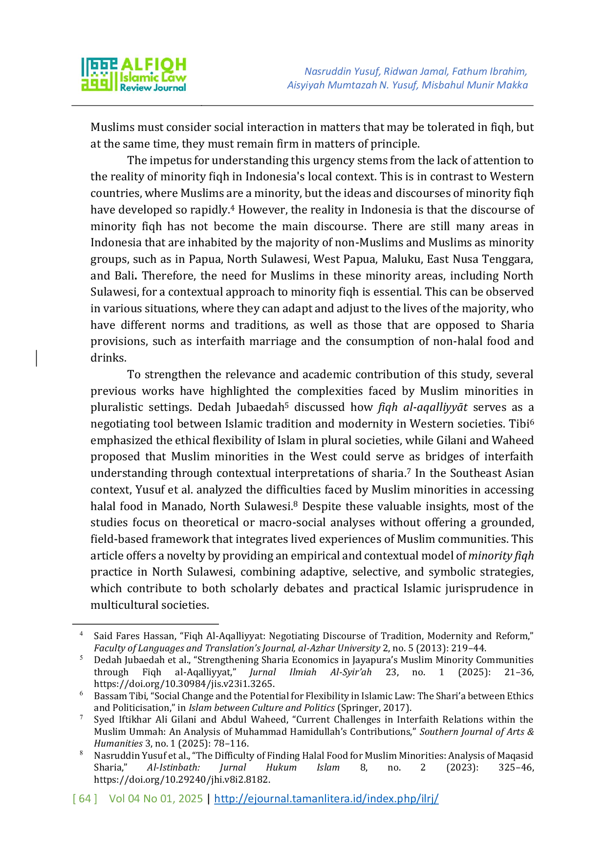 JURIS Negotiating Islamic Identity Amid Religious Plurality Minority Fiqh Strategies in North Sulawesi