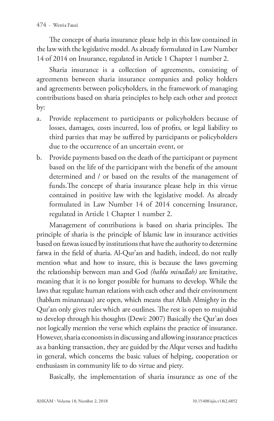 juris Arrangement Investment Based Insurance with Sharia Principles Post Enactment Law of Number 40 Year 2014 Concerning Insurance