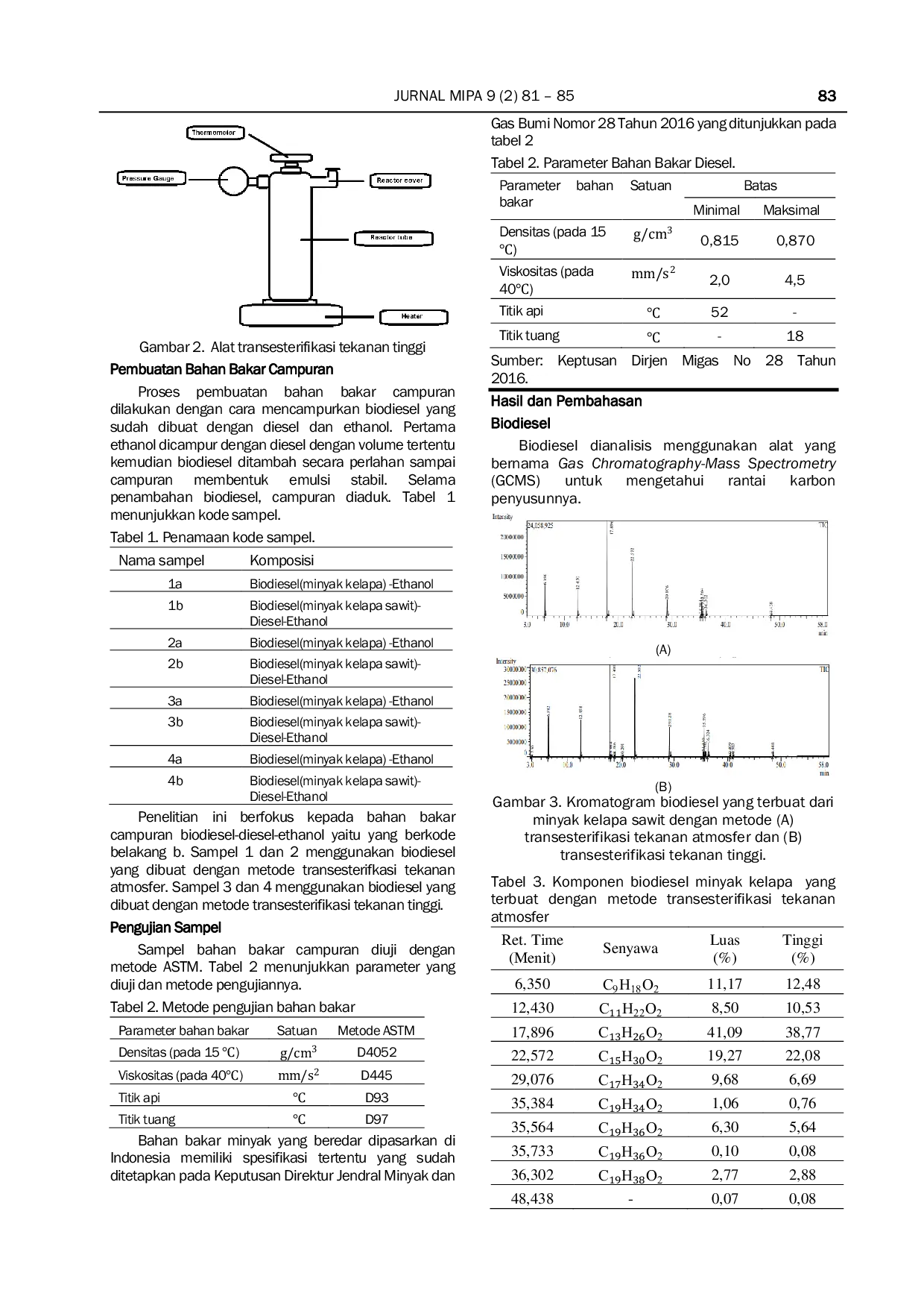 JURIS Studi Bahan Bakar Campuran Biodiesel Disel Etanol Biodiesel Dibuat Dengan Transeterifikasi Tekanan Tinggi