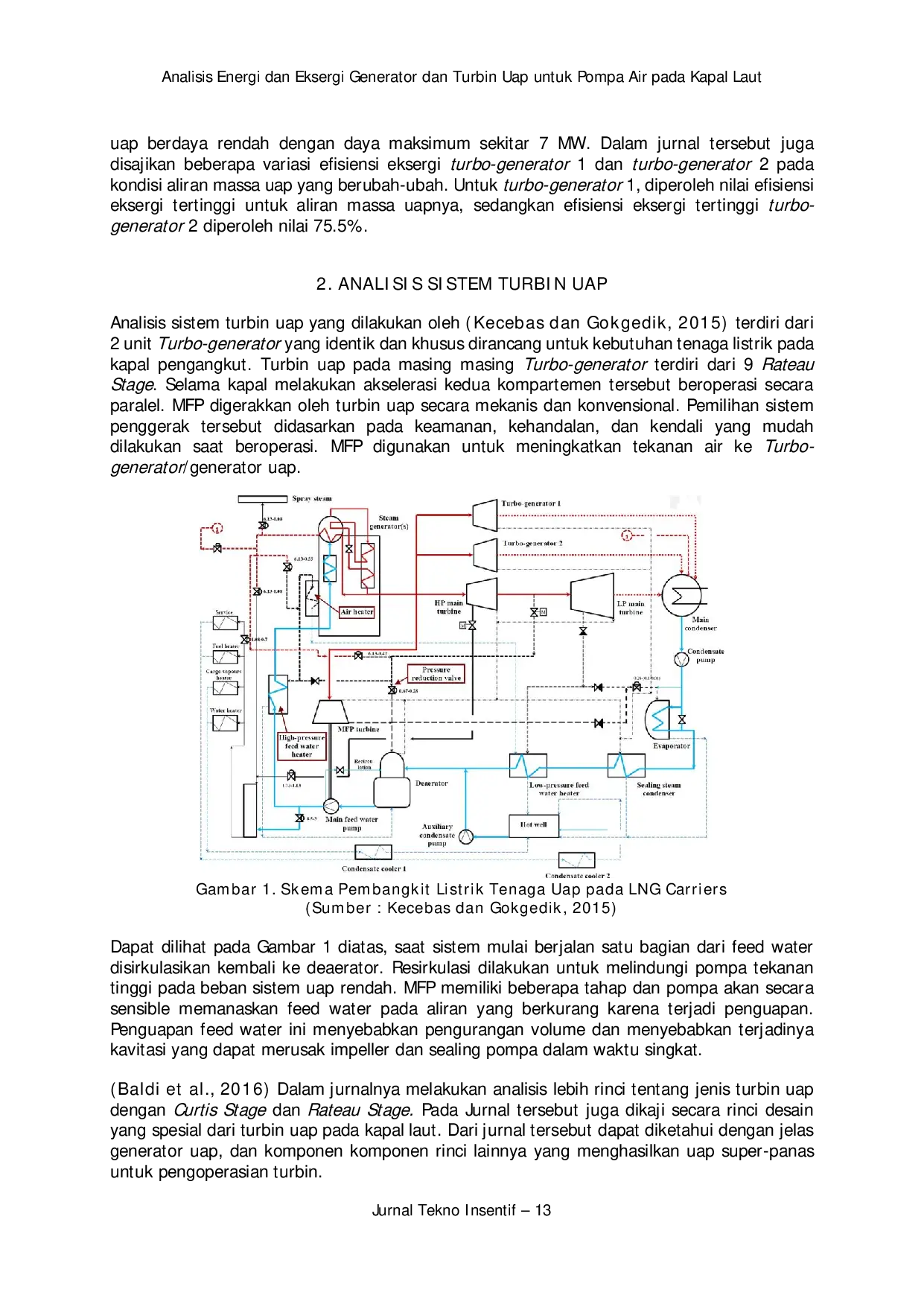JURIS Analisis Energi dan Eksergi Generator dan Turbin Uap untuk Pompa Air pada Kapal Laut