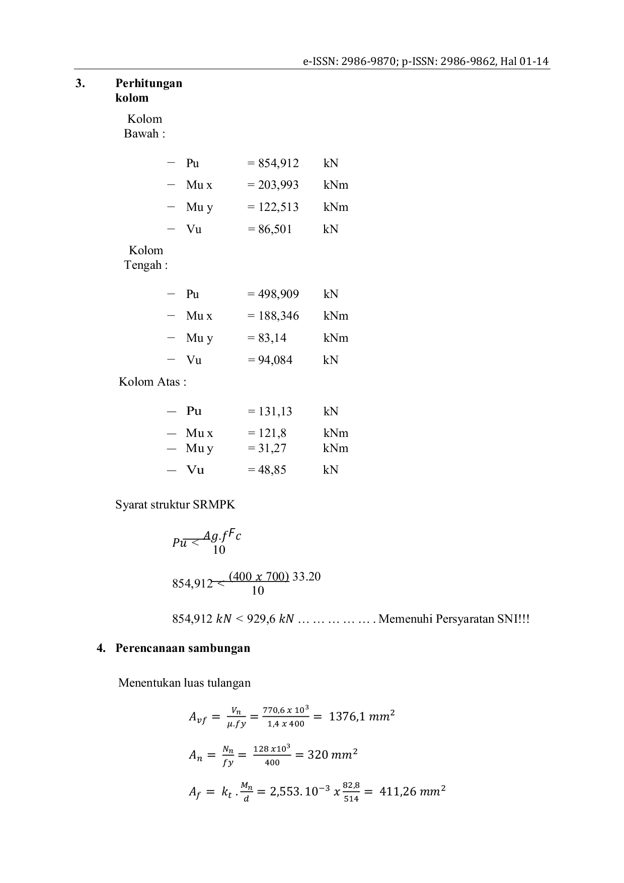 JURIS Redesign Struktur Gedung Madrasah Aliyah Madrasatul Qur an Tebuireng Jombang Dengan Penggunaan Beton Pracetak