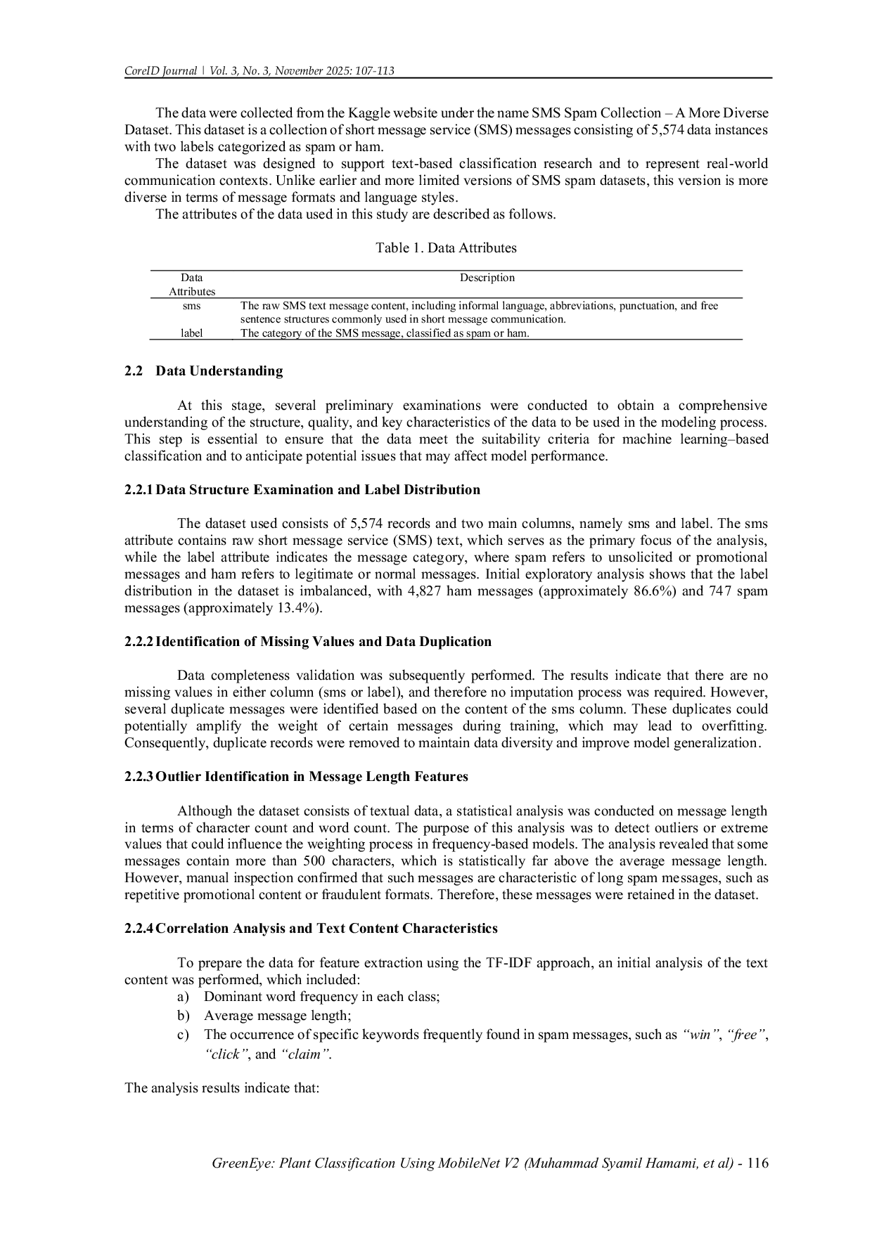 JURIS Short Message Spam Classification using Decision Tree Naive Bayes and Logistic Regression