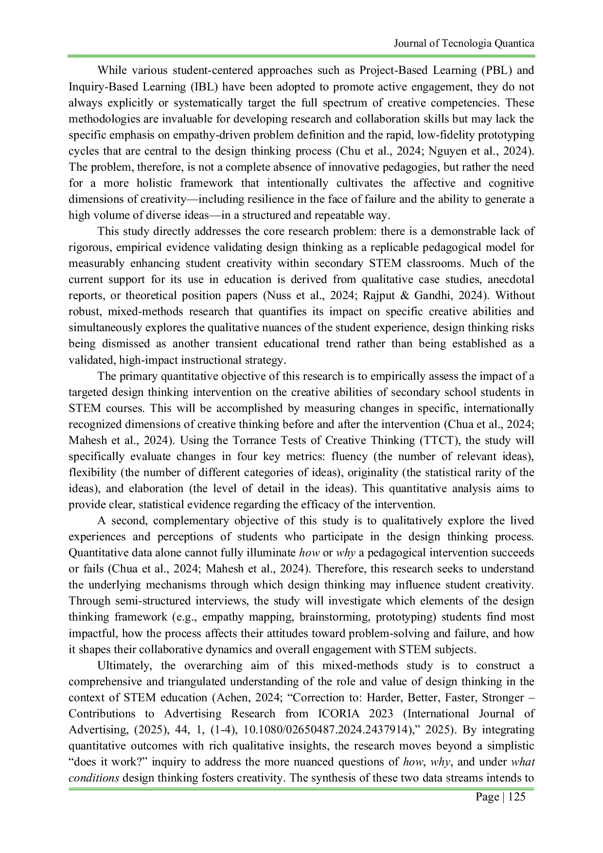 JURIS Design Thinking in STEM Classrooms A Mixed Methods Study on Enhancing Student Creativity