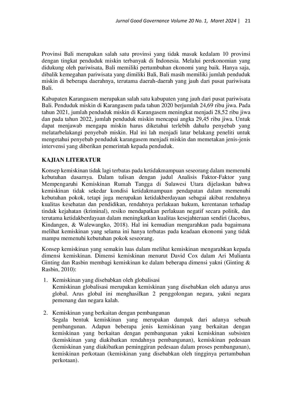 JURIS Kemiskinan Struktural di Karangasem Menganalisis Penyebab dan Intervensi Pemerintah