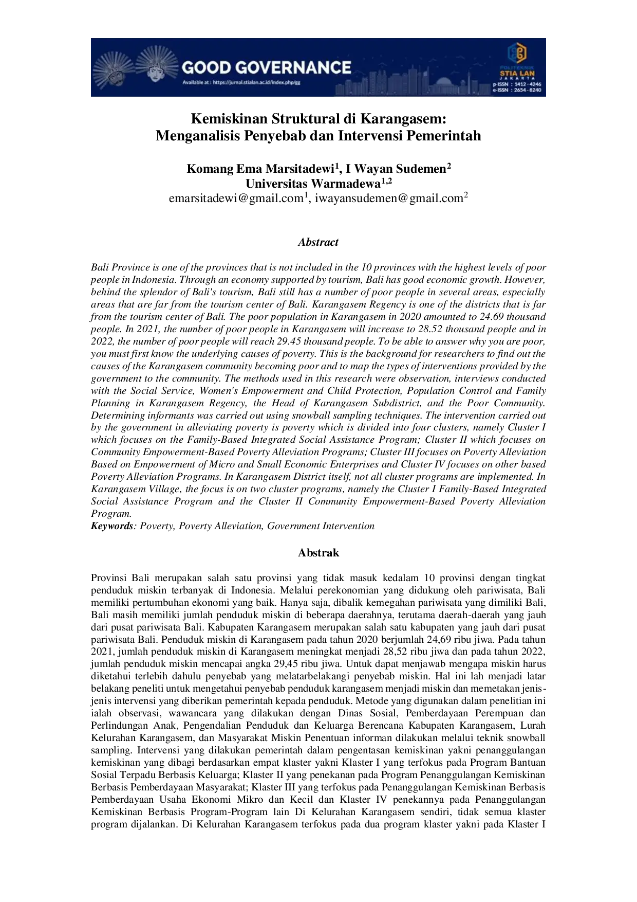 JURIS Kemiskinan Struktural di Karangasem Menganalisis Penyebab dan Intervensi Pemerintah