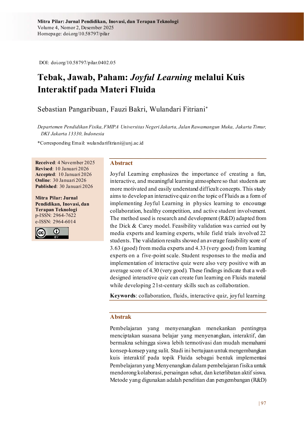 JURIS Tebak Jawab Paham Joyful Learning melalui Kuis Interaktif pada Materi Fluida