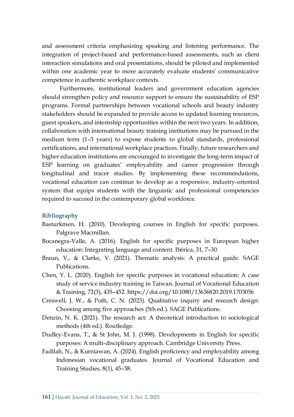 JURIS The Role of Elective English for Specific Purposes ESP in Preparing Beauty Vocational Students for the World of Work A Qualitative Case Study