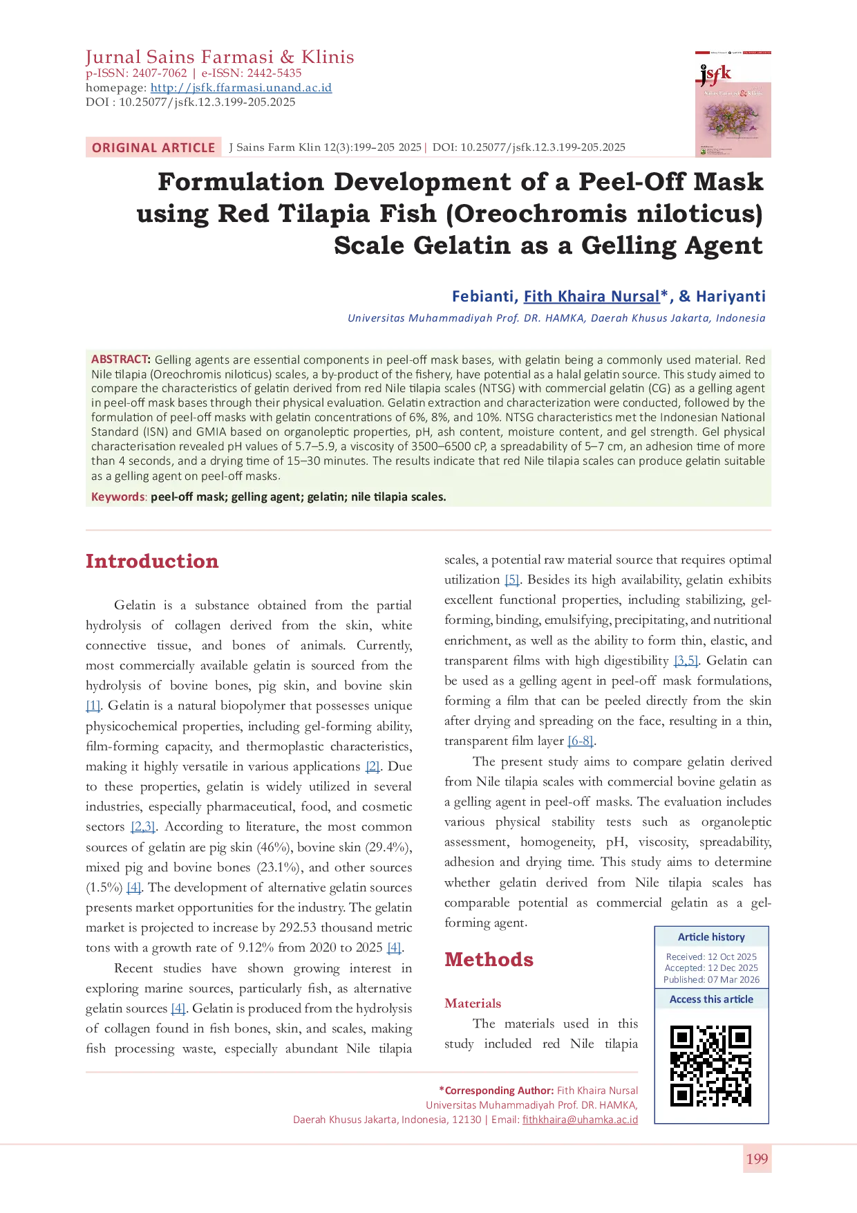 JURIS Formulation Development of a Peel Off Mask using Red Tilapia Fish Oreochromis niloticus Scale Gelatin as a Gelling Agent