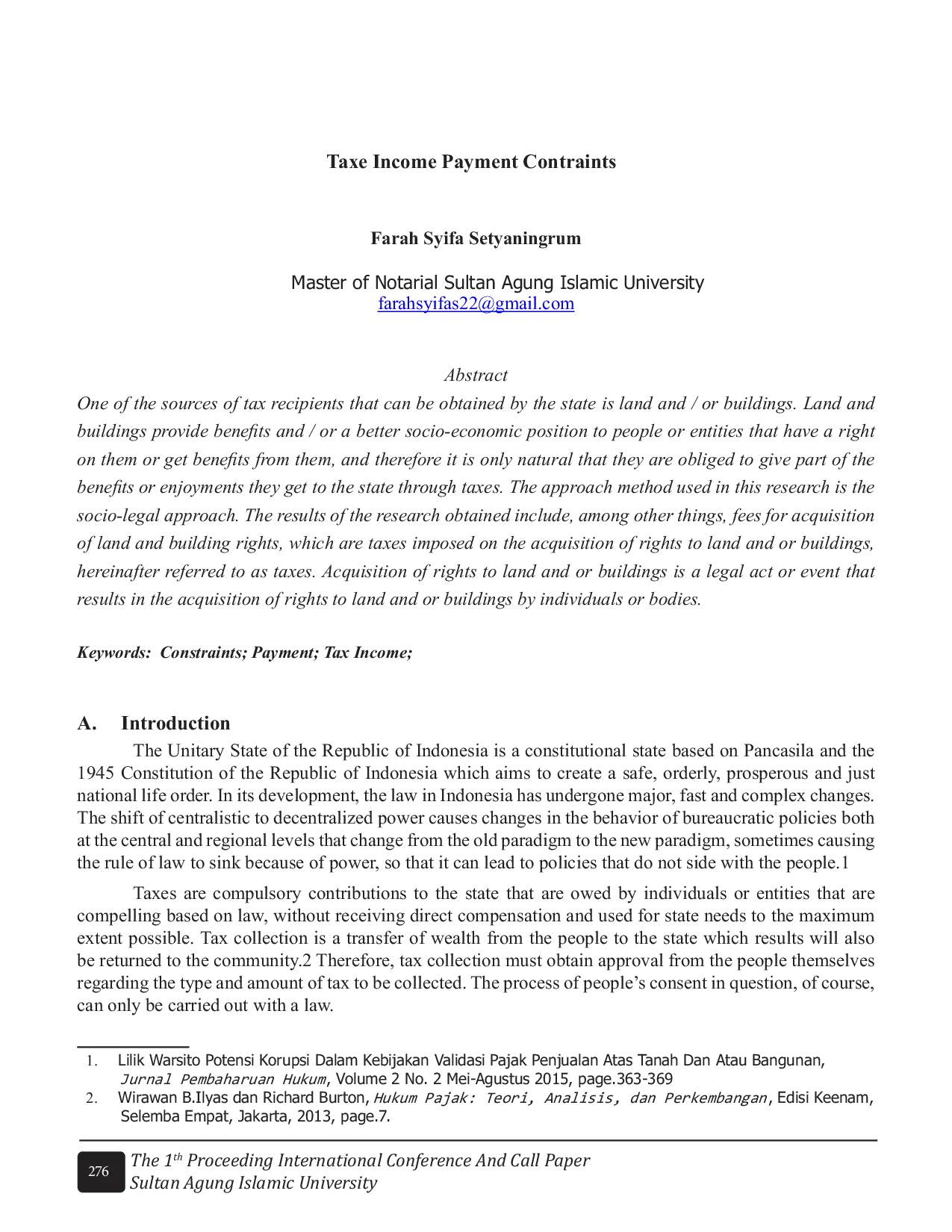 JURIS Taxe Income Payment Contraints