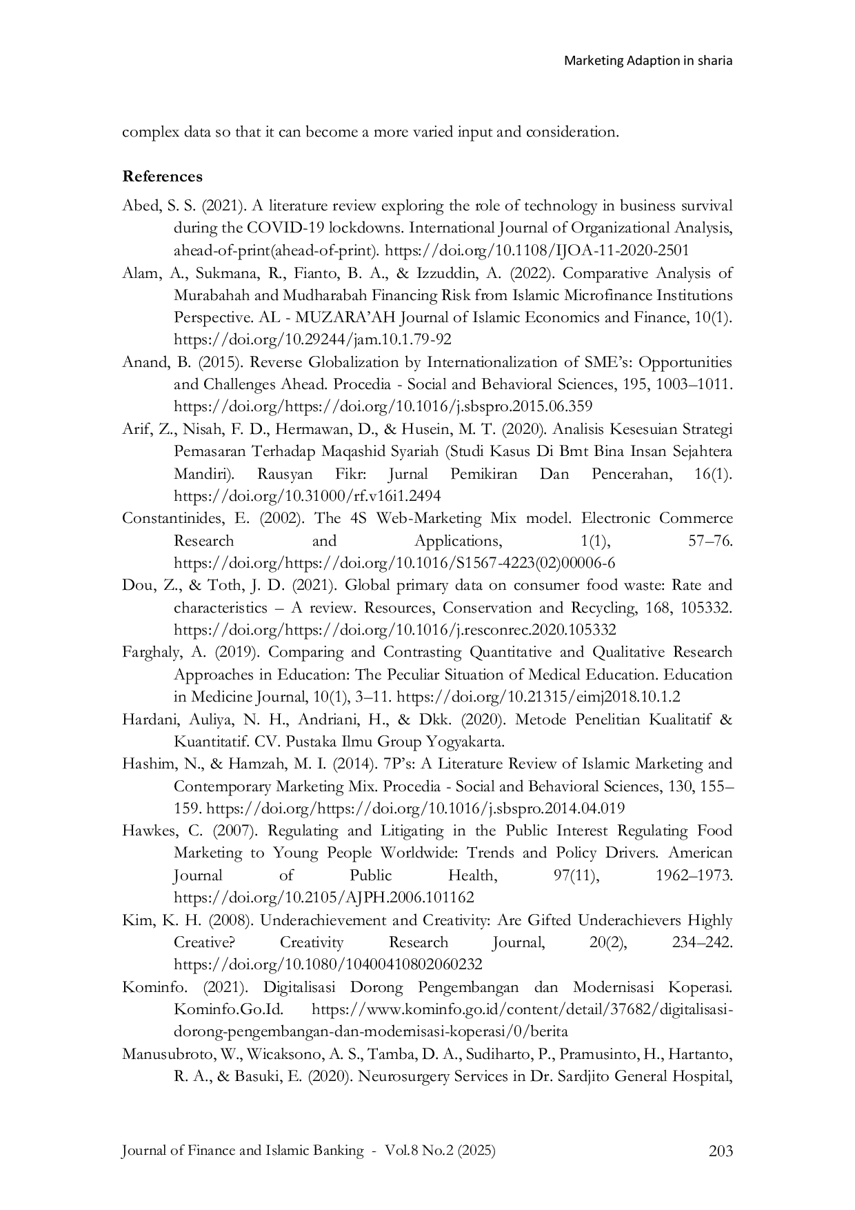 JURIS Marketing Adaptation in Sharia Based Cooperative Finance during a Global Health Crisis