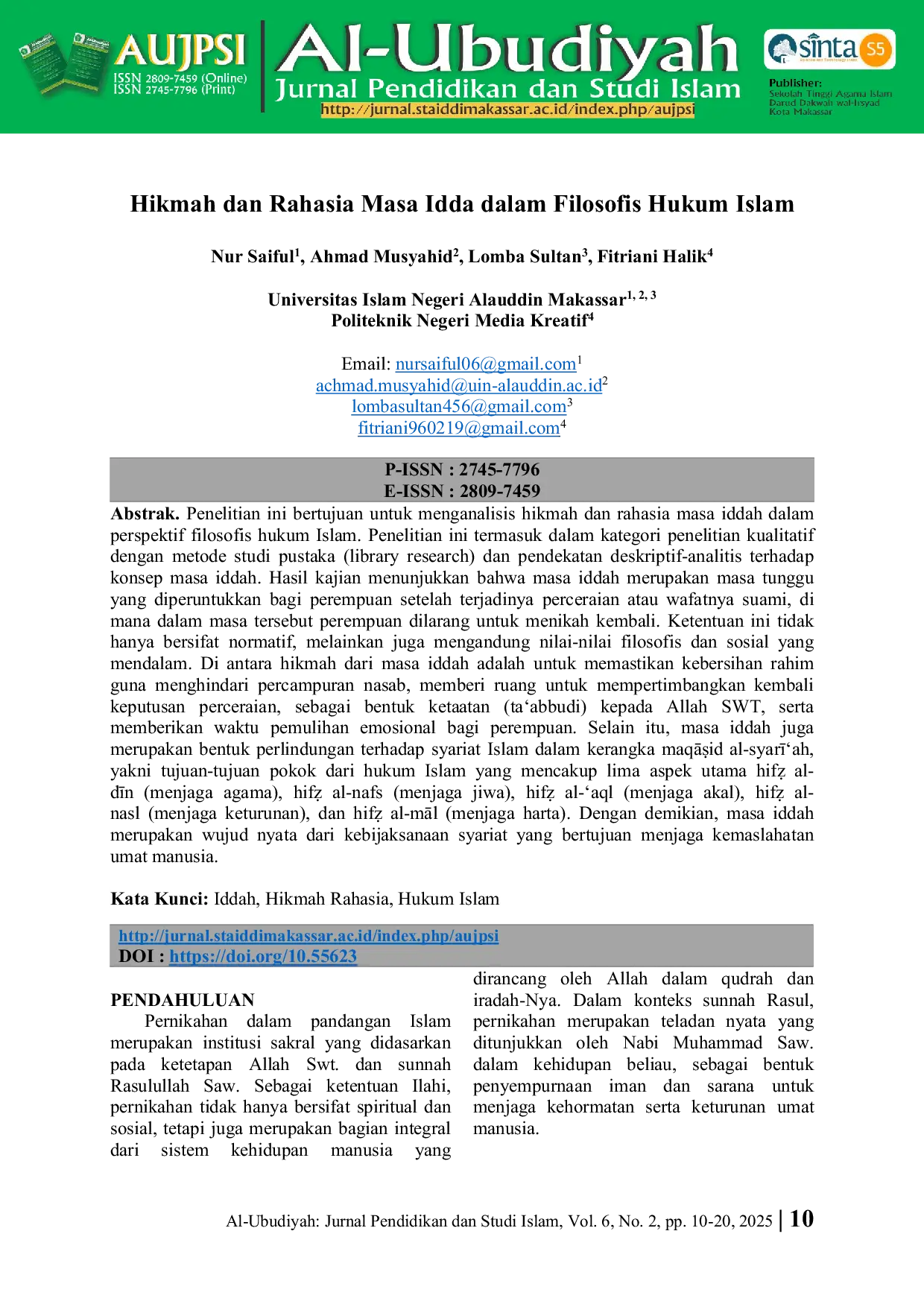 JURIS Hikmah dan Rahasia Masa Idda dalam Filosofis Hukum Islam