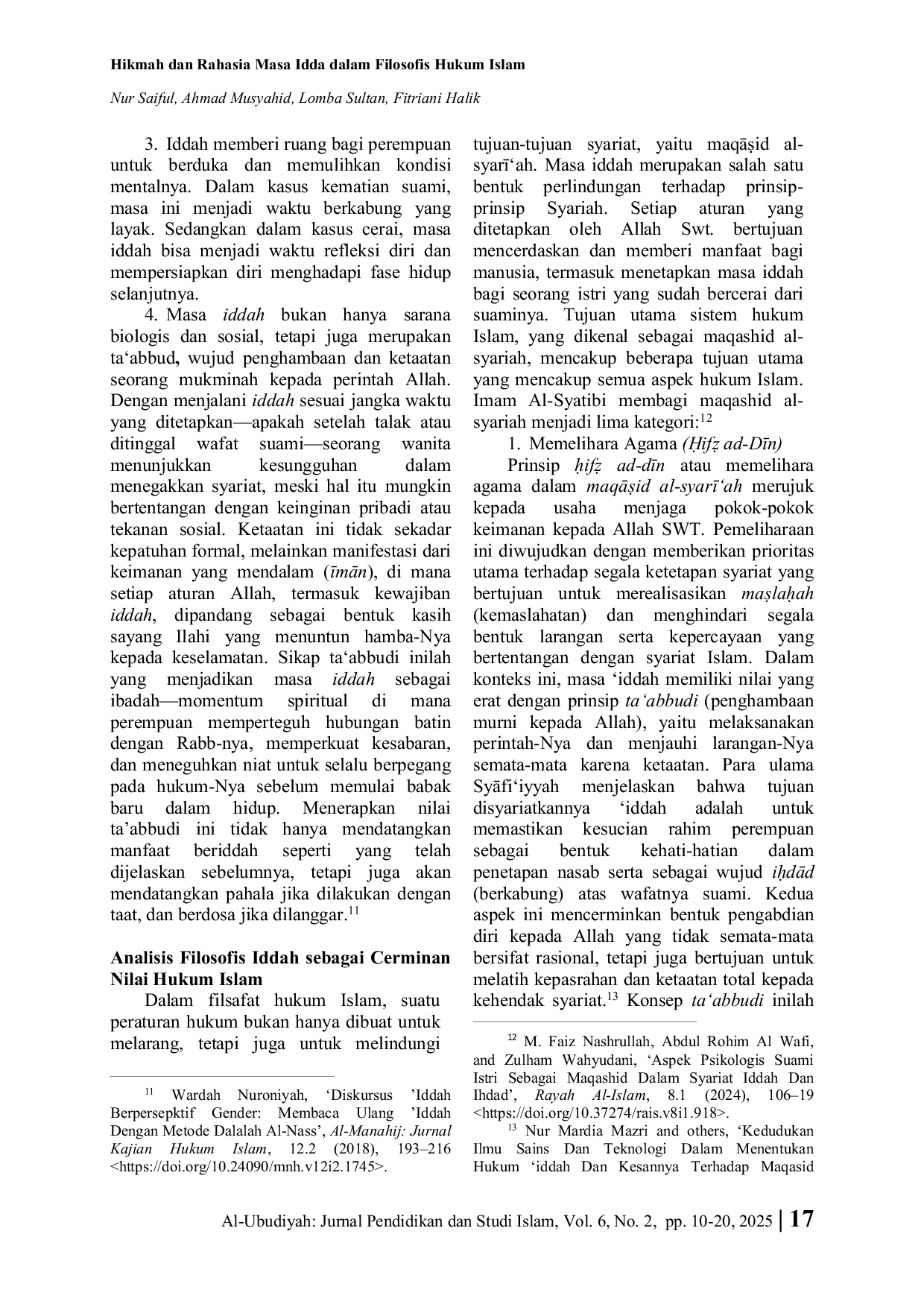 JURIS Hikmah dan Rahasia Masa Idda dalam Filosofis Hukum Islam