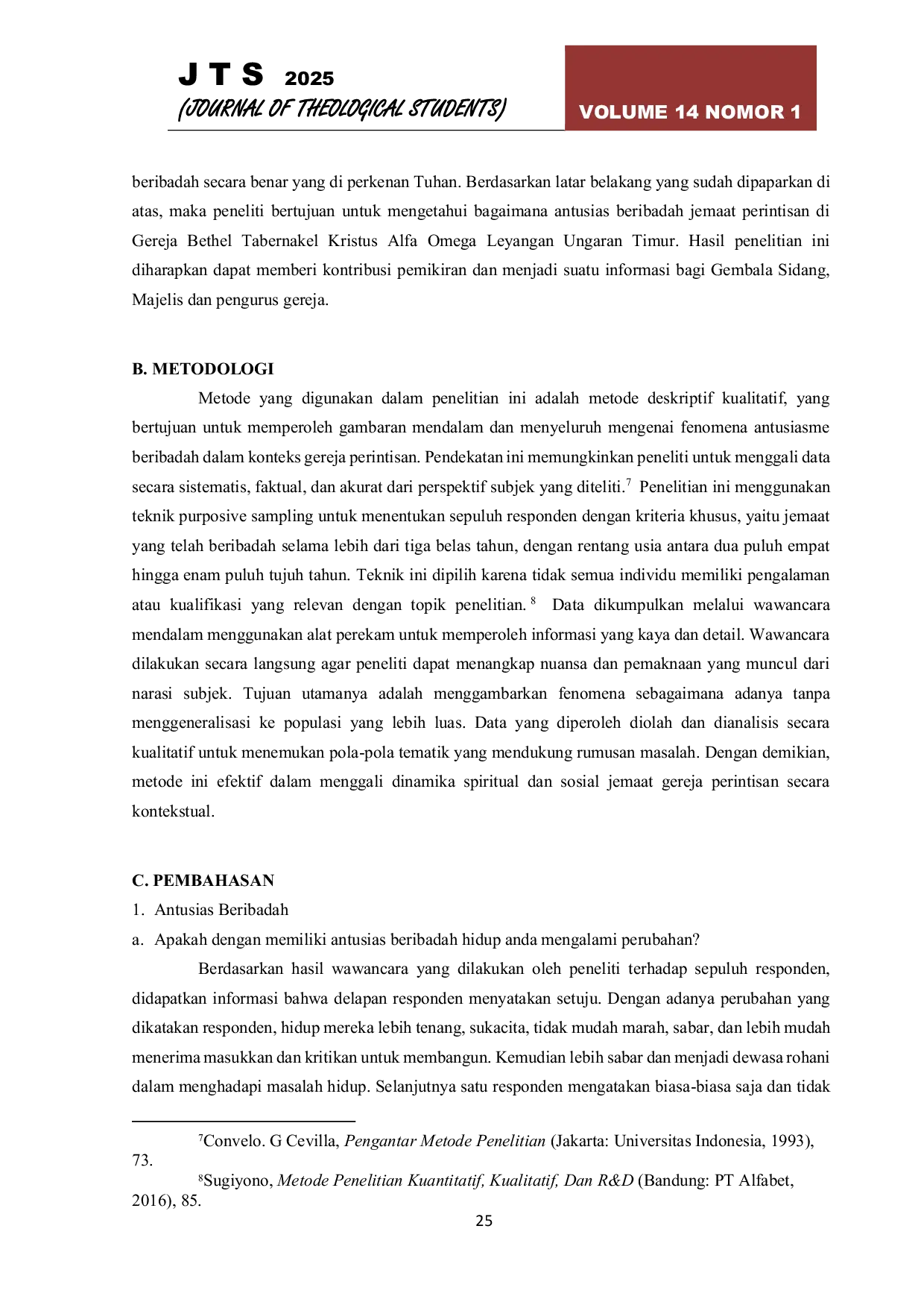 JURIS Eksplorasi Kualitatif Tentang Antusias Beribadah Jemaat Perintisan