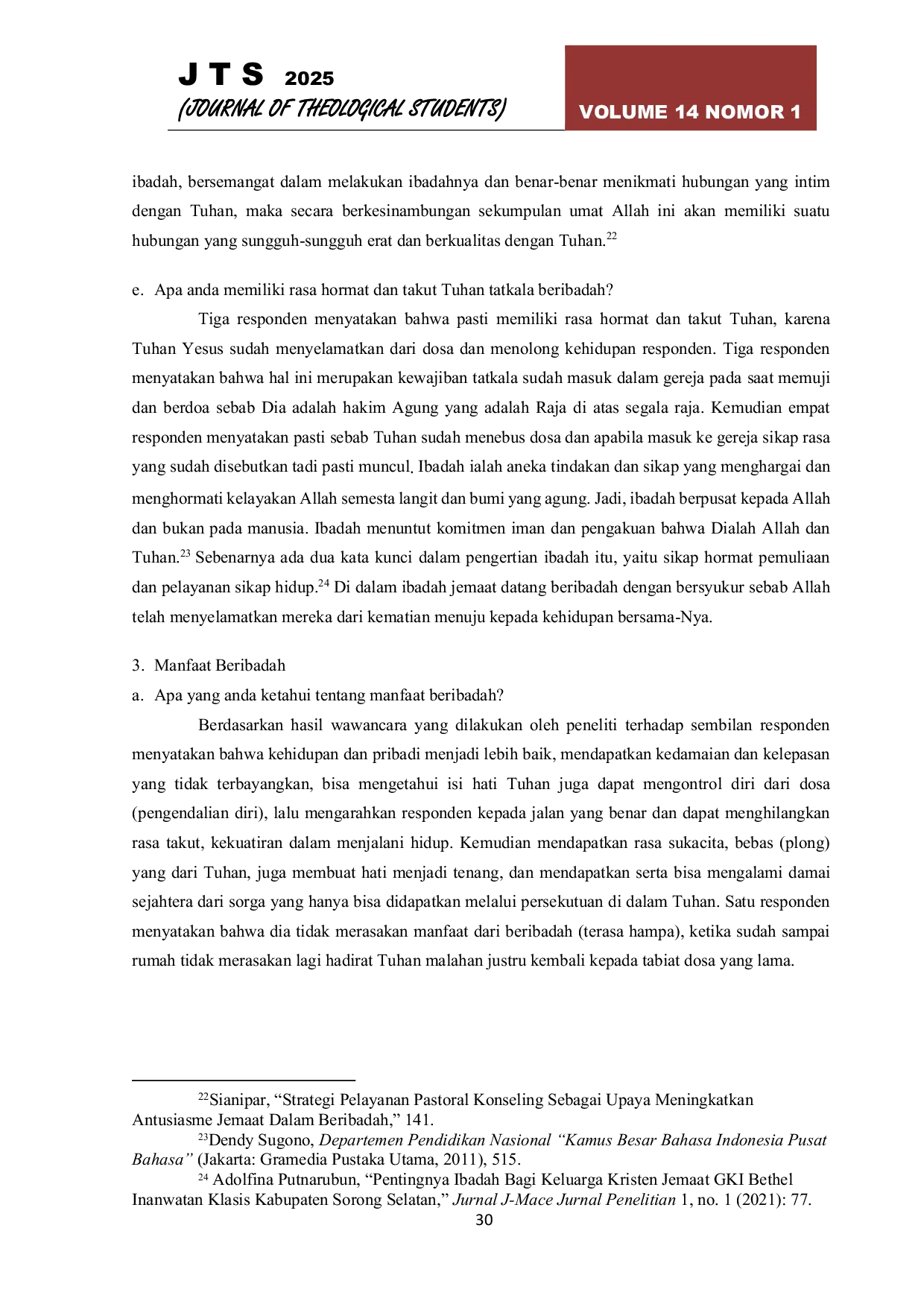 JURIS Eksplorasi Kualitatif Tentang Antusias Beribadah Jemaat Perintisan