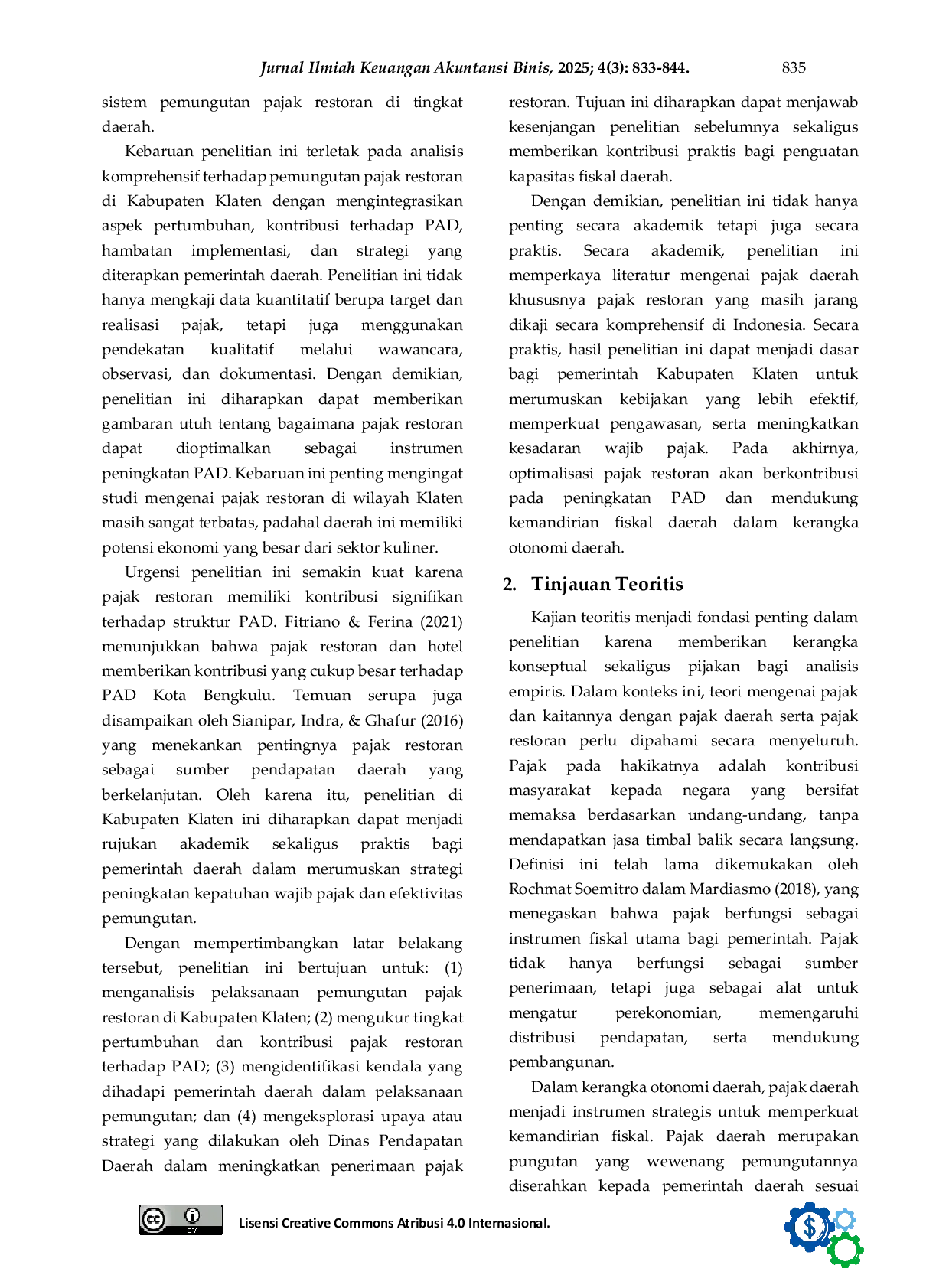 JURIS Analisis Pelaksanaan Pemungutan Pajak Restoran Dalam Rangka Meningkatkan Pendapatan Asli Daerah PAD Kabupaten Klaten