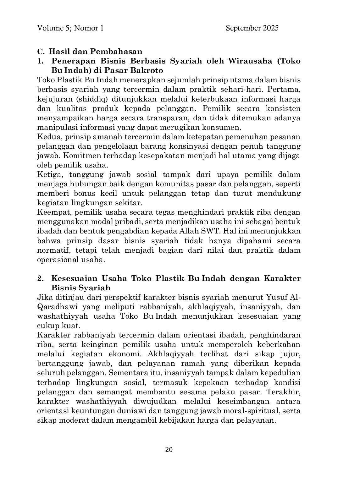 JURIS Penerapan Bisnis Berbasis Syariah pada Wirausaha Muslim