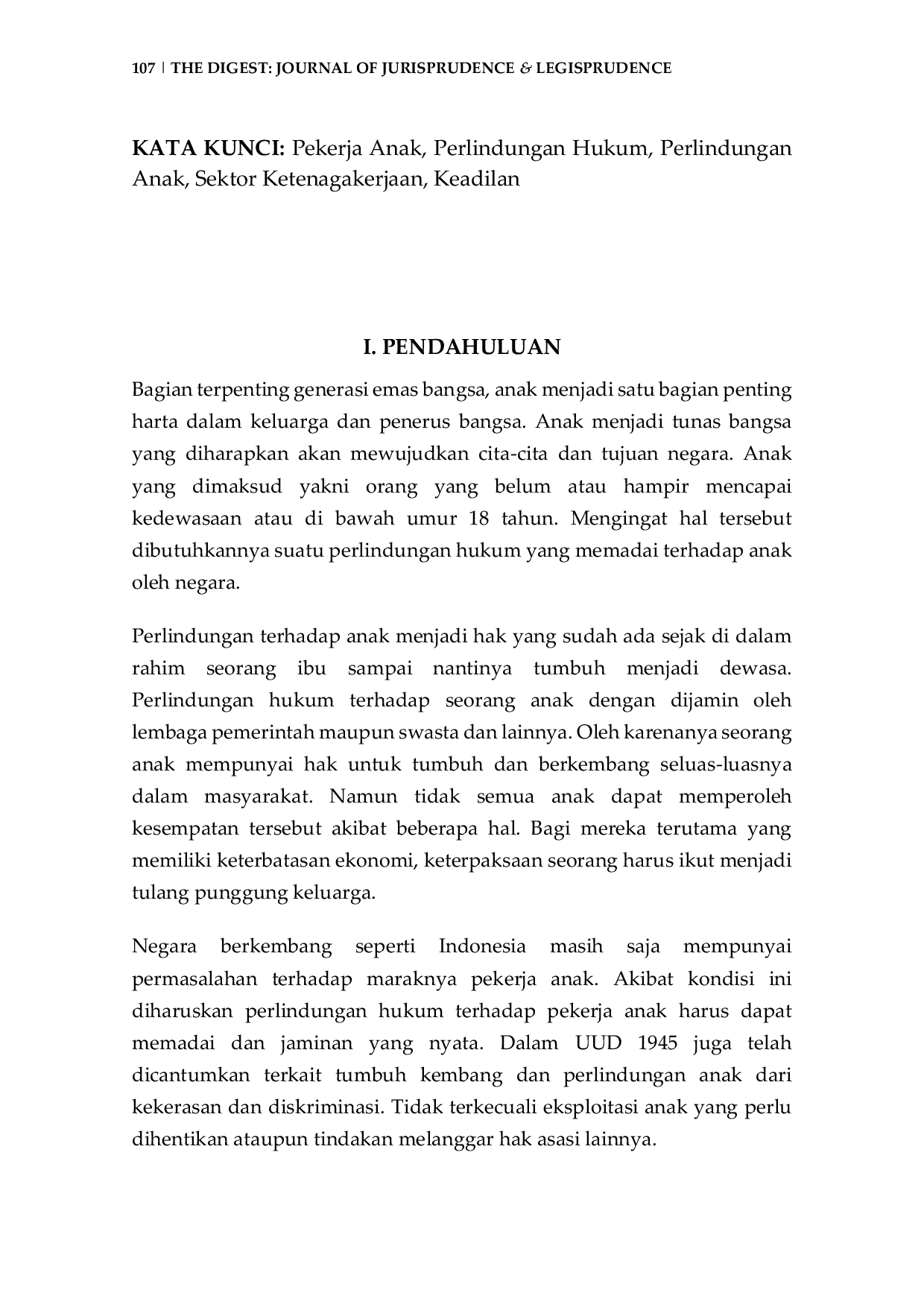 JURIS Discourse on Legal Protection of Underage Child Labor in Indonesia