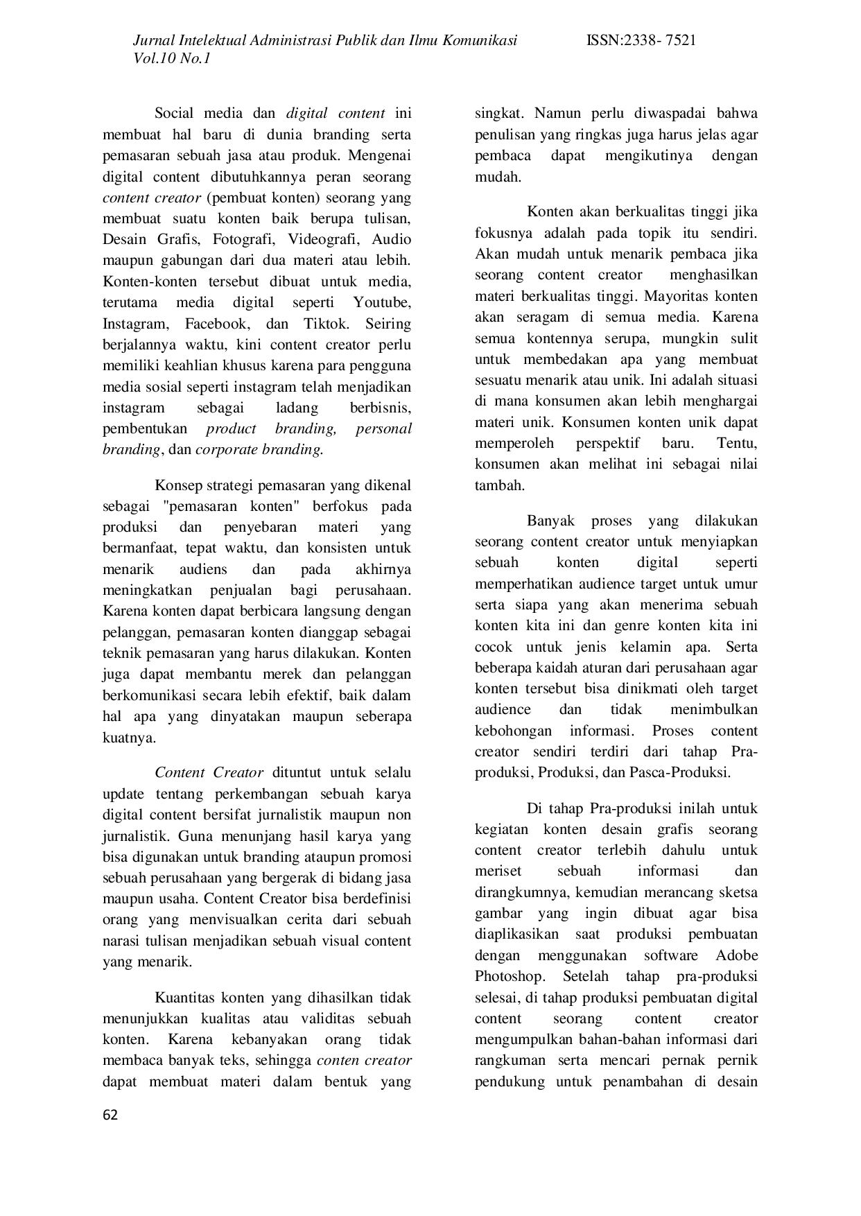 JURIS Proses Penataan Pesan Digital Content Pada Akun Sosial Media Facebook Instagram Klinik Kecantikan Lalita Sidoarjo Dalam Menjangkau Konsumen Di Usia 25 40 Tahun