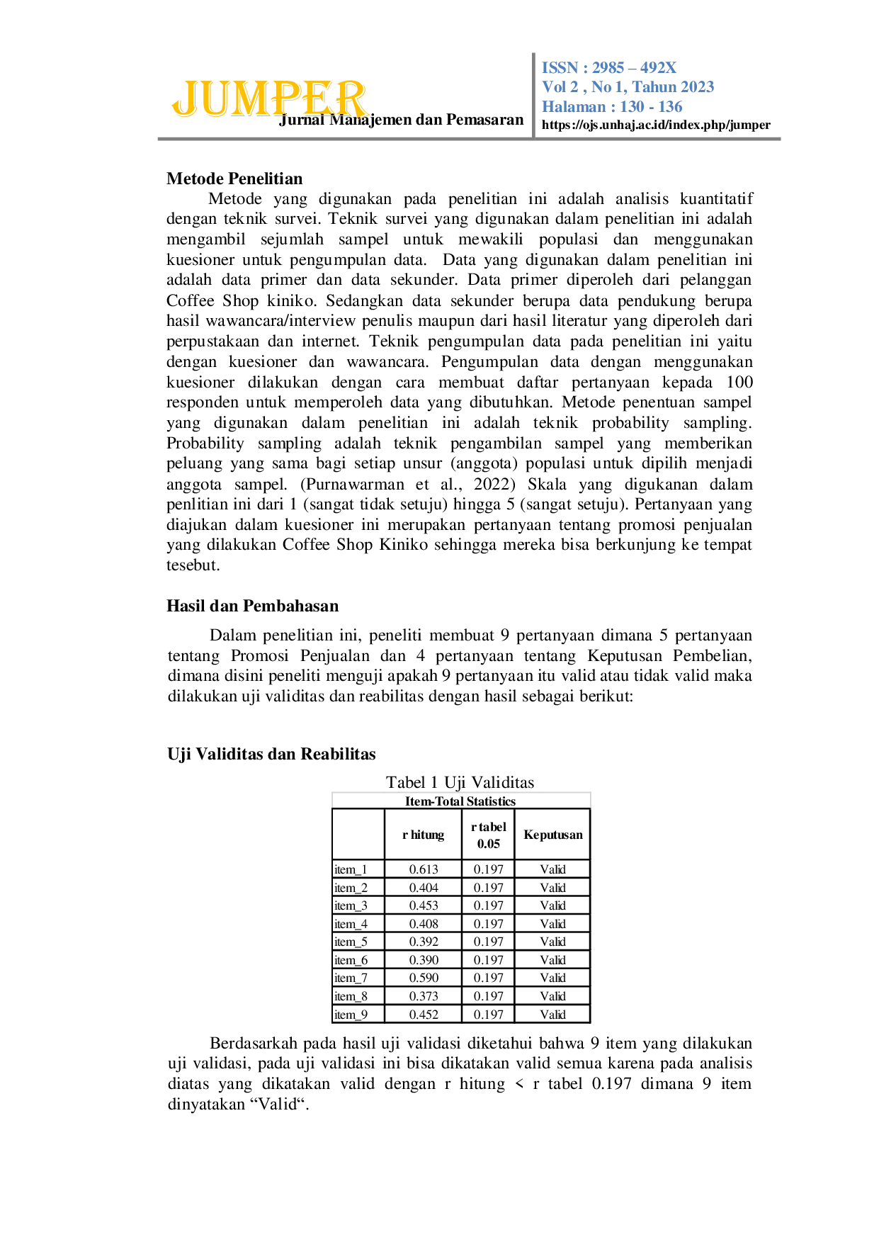 JURIS Pengaruh Promosi Penjualan Terhadap Keputusan Pembelian Pada Kiniko Coffee Shop Kiniko