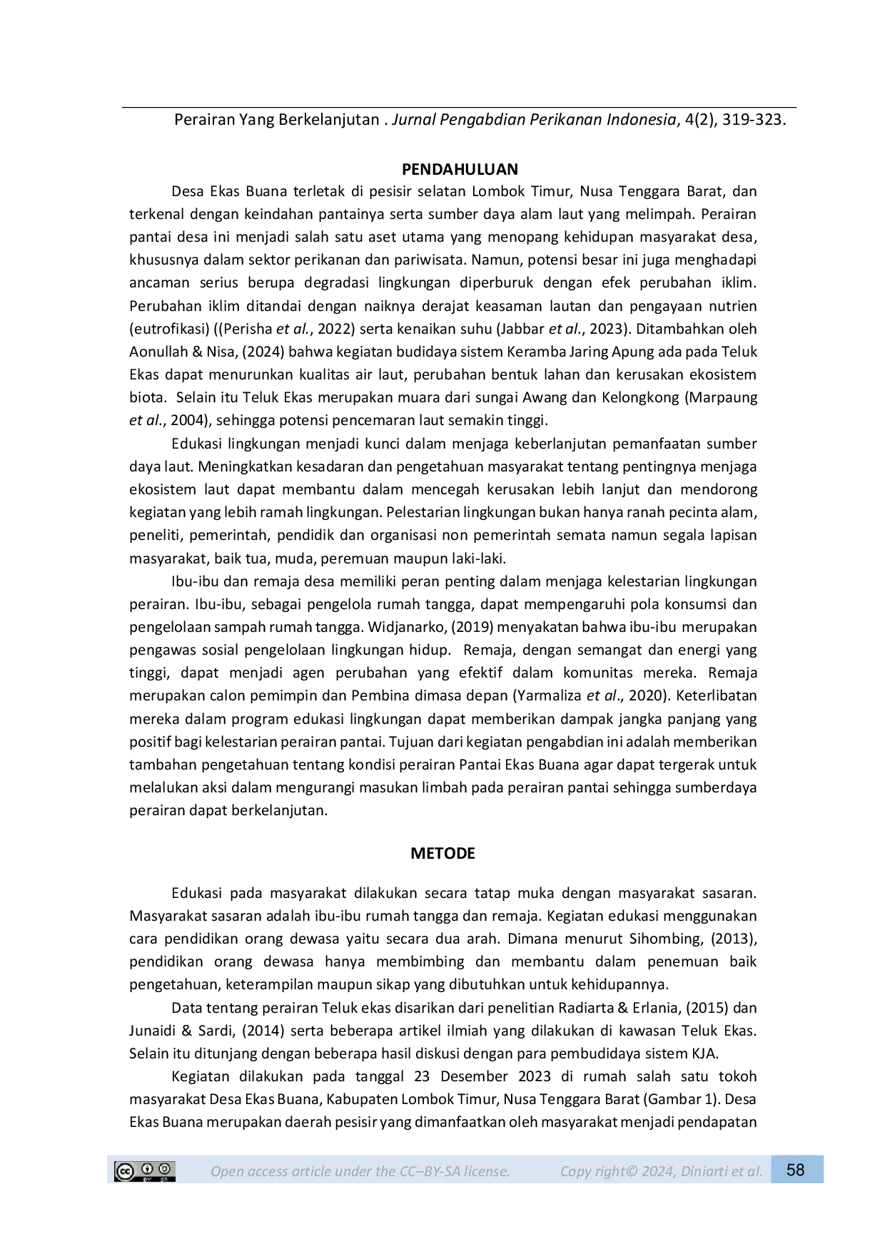 JURIS Edukasi Kondisi Perairan Pantai Desa Ekas Buana Pada Ibu Ibu Dan Remaja Untuk Pemanfaatan Perairan Yang Berkelanjutan