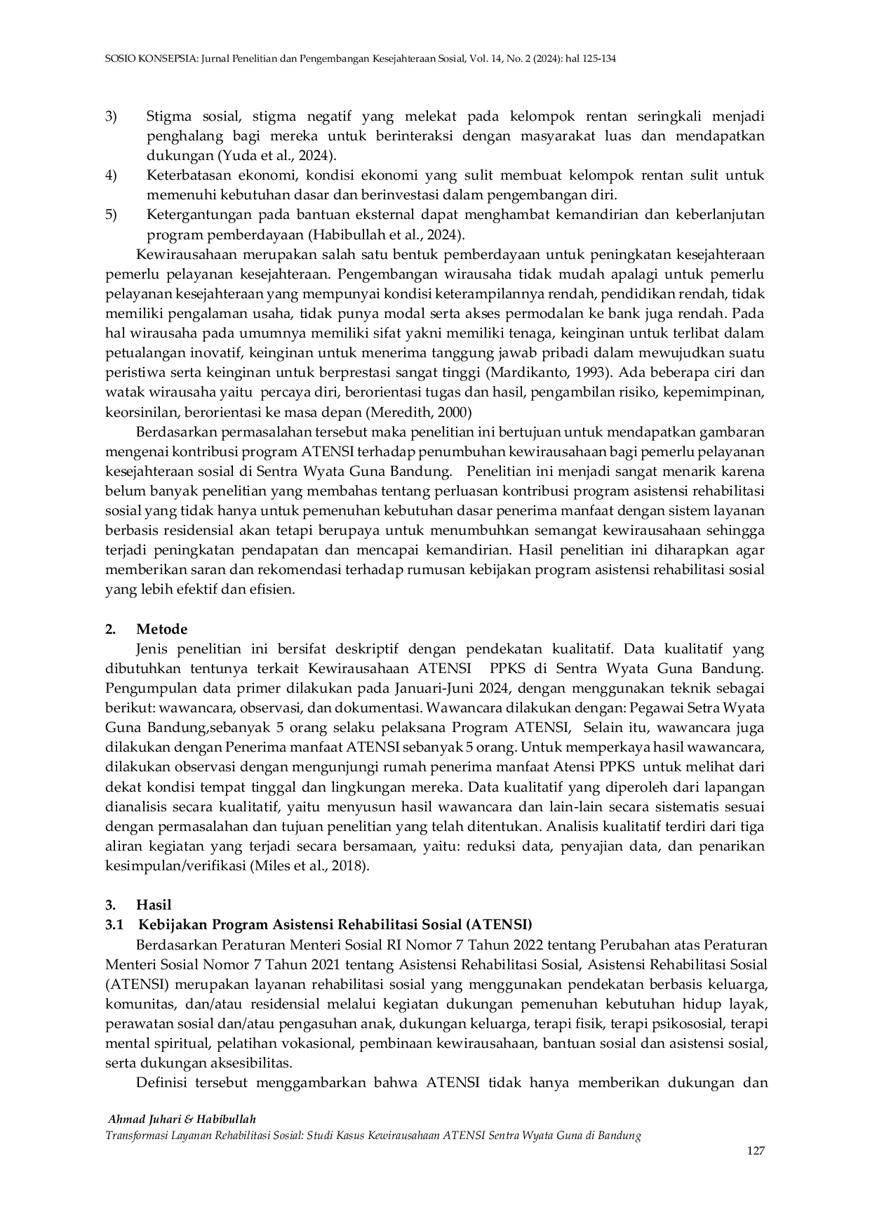 JURIS Transformasi Layanan Rehabilitasi Sosial Studi Kasus Kewirausahaan ATENSI Sentra Wyata Guna di Bandung