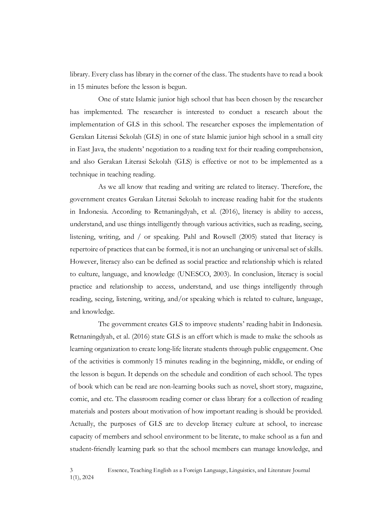 JURIS The Implementation of Gerakan Literasi Sekolah Gls as a Technique for Teaching Reading