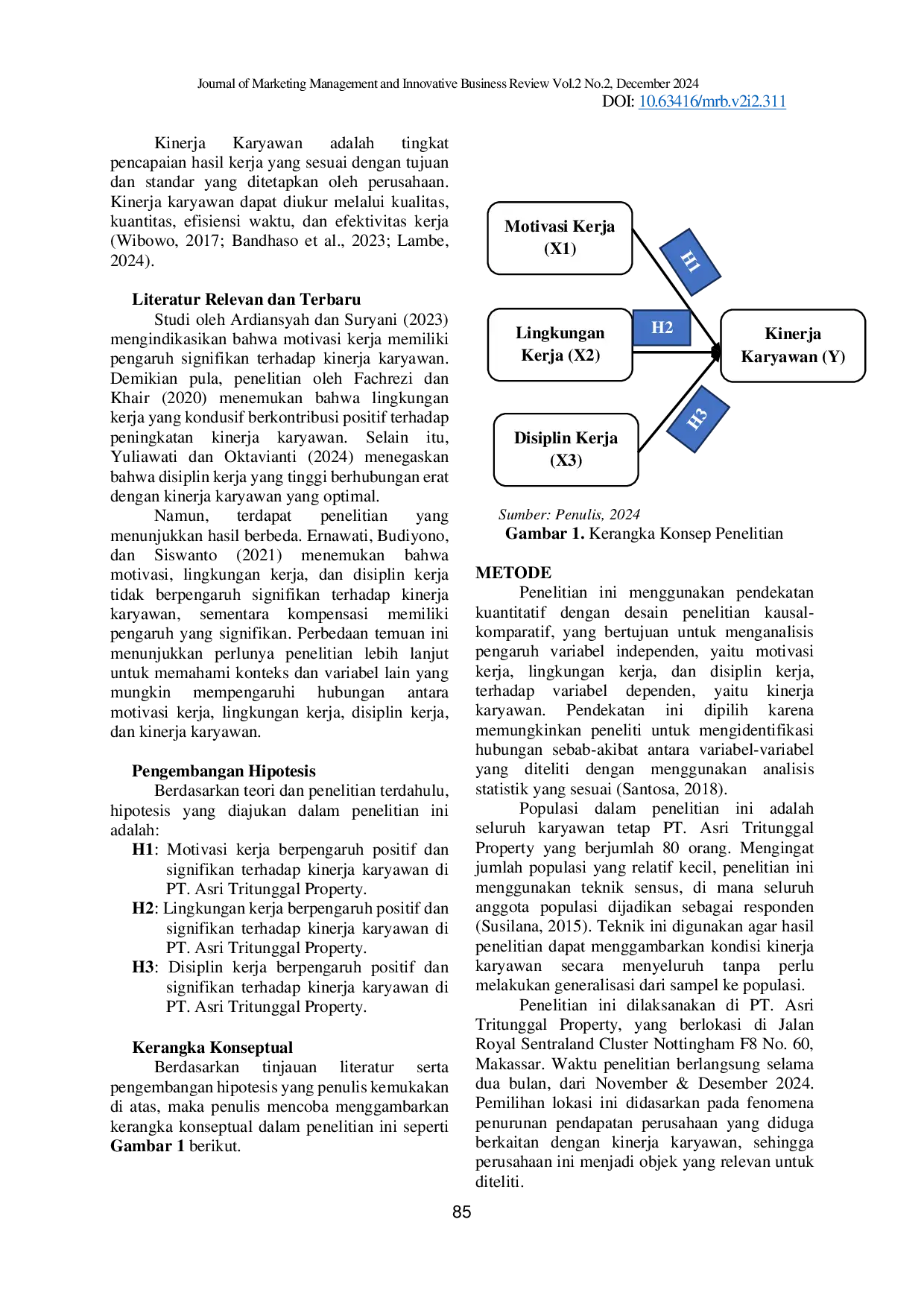 juris Pengaruh Motivasi Kerja Lingkungan Kerja dan Disiplin Kerja Terhadap Kinerja Karyawan PT Asri Tritunggal Property