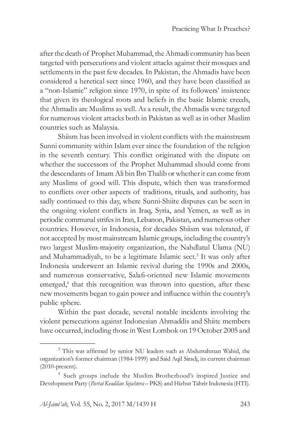 JURIS Practicing What It Preaches Understanding The Contradictions Between Pluralist Theology And Religious Intolerance Within Indonesia s Nahdlatul Ulama