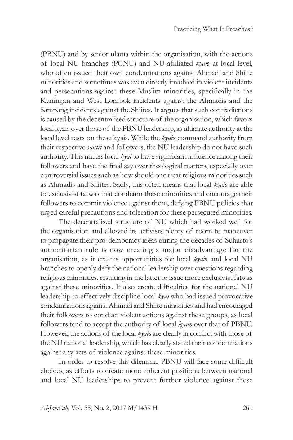 JURIS Practicing What It Preaches Understanding The Contradictions Between Pluralist Theology And Religious Intolerance Within Indonesia s Nahdlatul Ulama