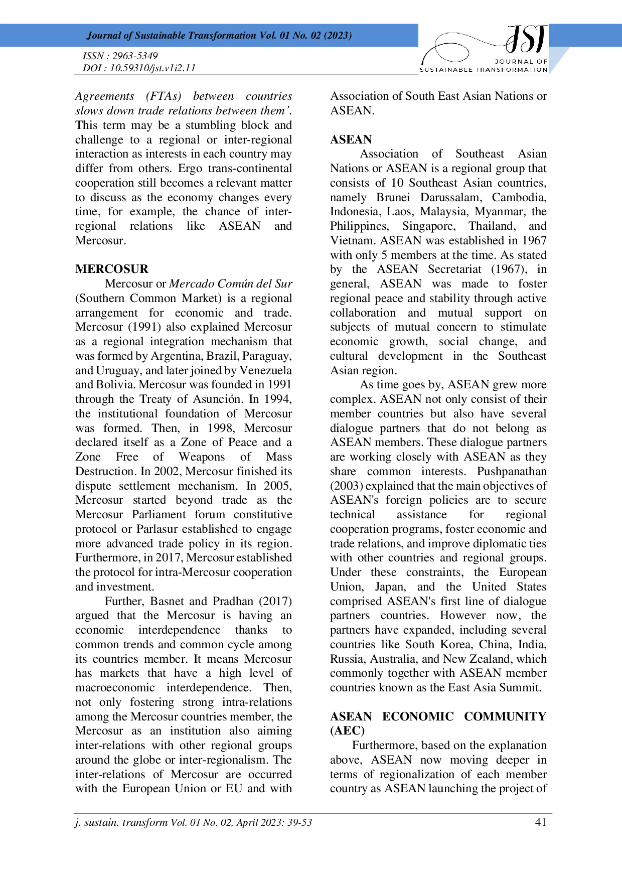 JURIS Prospek Kerja Sama ASEAN MERCOSUR APEC 2 0 TPP 2 0 atau Ekspansi EAS