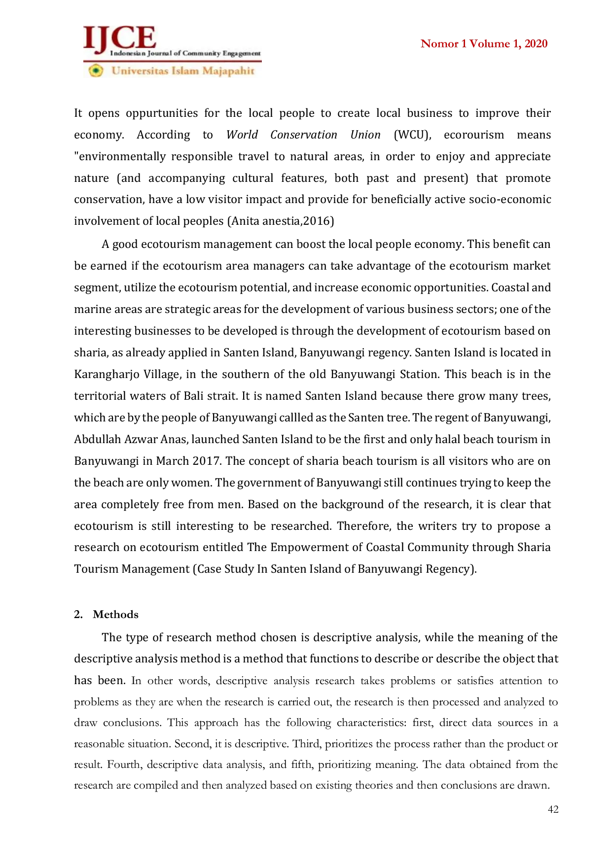 JURIS The Empowerment of Coastal Community Through Sharia Tourism Management A Case Study of Santen Island Banyuwangi Regency