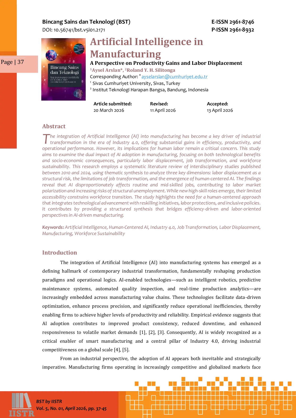 JURIS Artificial Intelligence in Manufacturing A Perspective on Productivity Gains and Labor Displacement