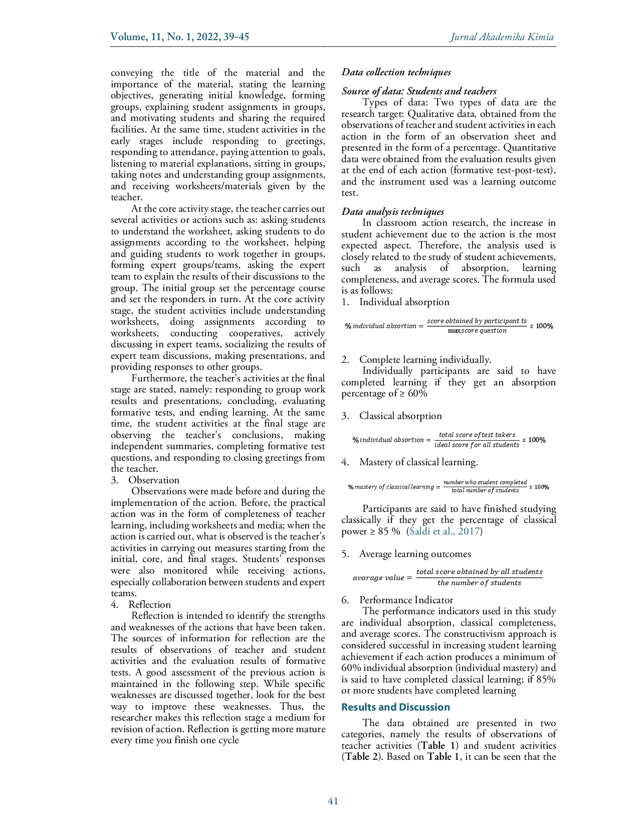 juris Application of Cooperative Learning Jigsaw Model to Improve Student s Learning Achievement in Chemistry Learning